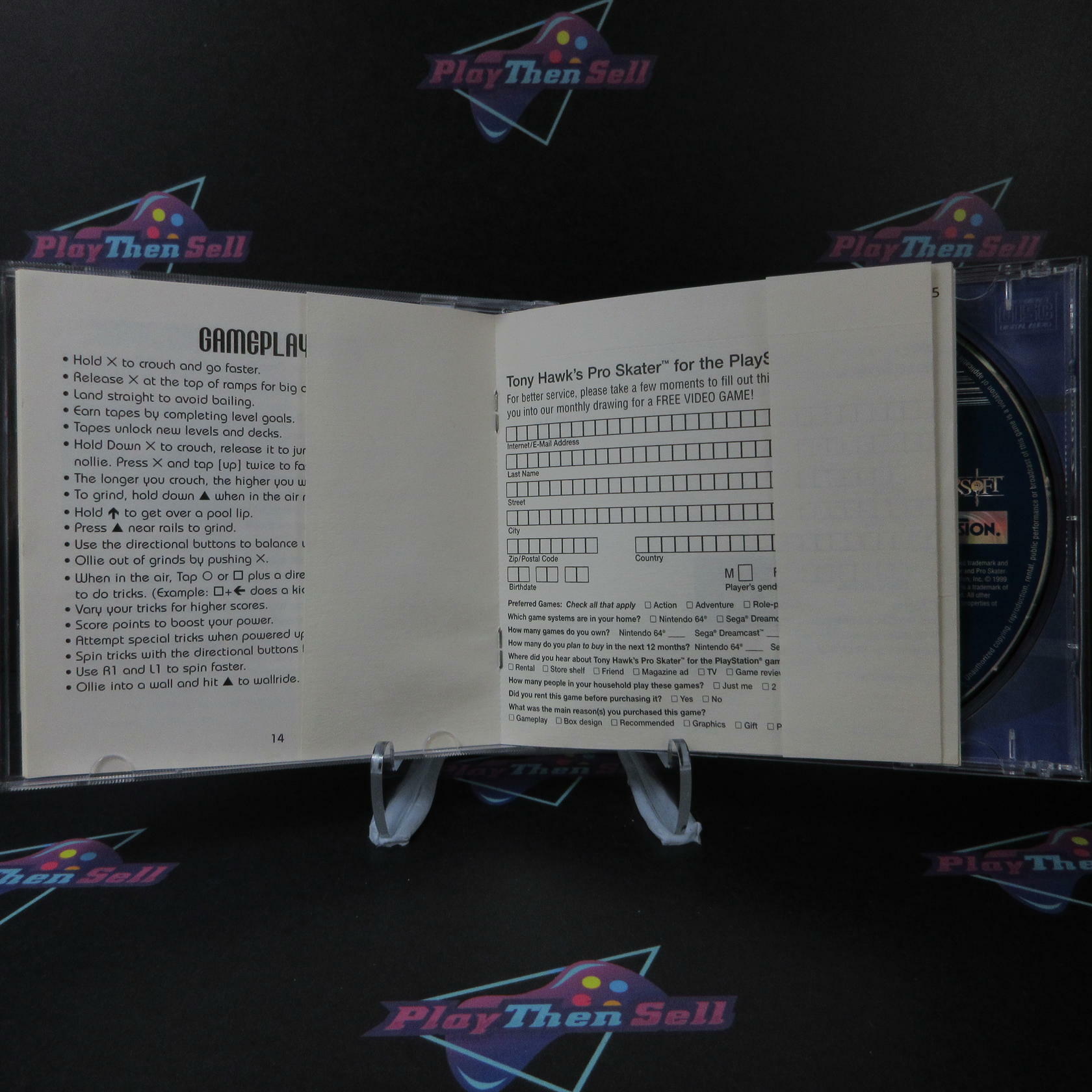 Tony Hawk's Pro Skater PS1 PlayStation 1 + Reg Card MD Complete CIB - Very Good