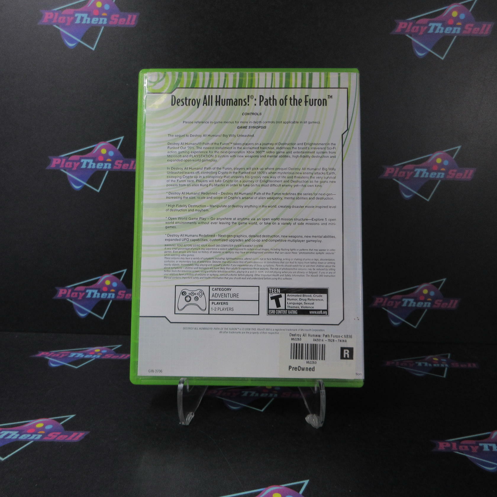 Destroy All Humans Path of the Furon Rental Art Xbox 360 AD/NM - Very Good