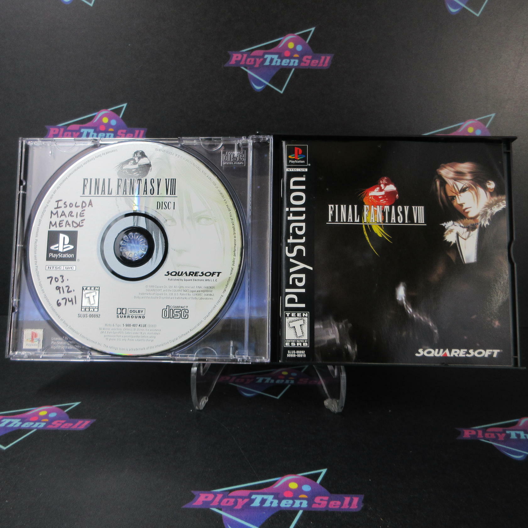 Final Fantasy VIII PS1 PlayStation 1 Black Label DD/MD Complete CIB - Very Good