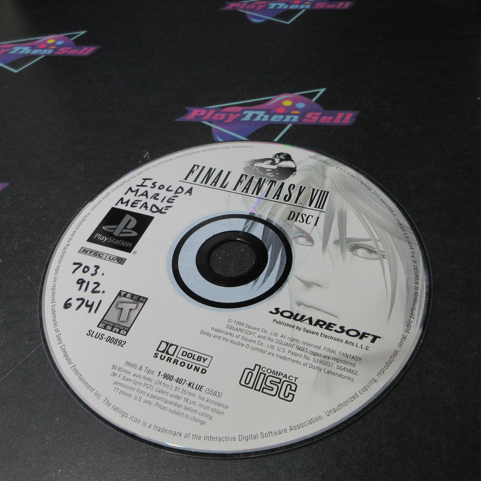 Final Fantasy VIII PS1 PlayStation 1 Black Label DD/MD Complete CIB - Very Good