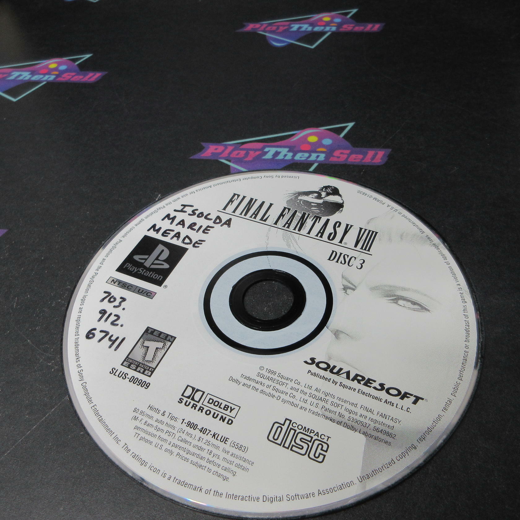 Final Fantasy VIII PS1 PlayStation 1 Black Label DD/MD Complete CIB - Very Good