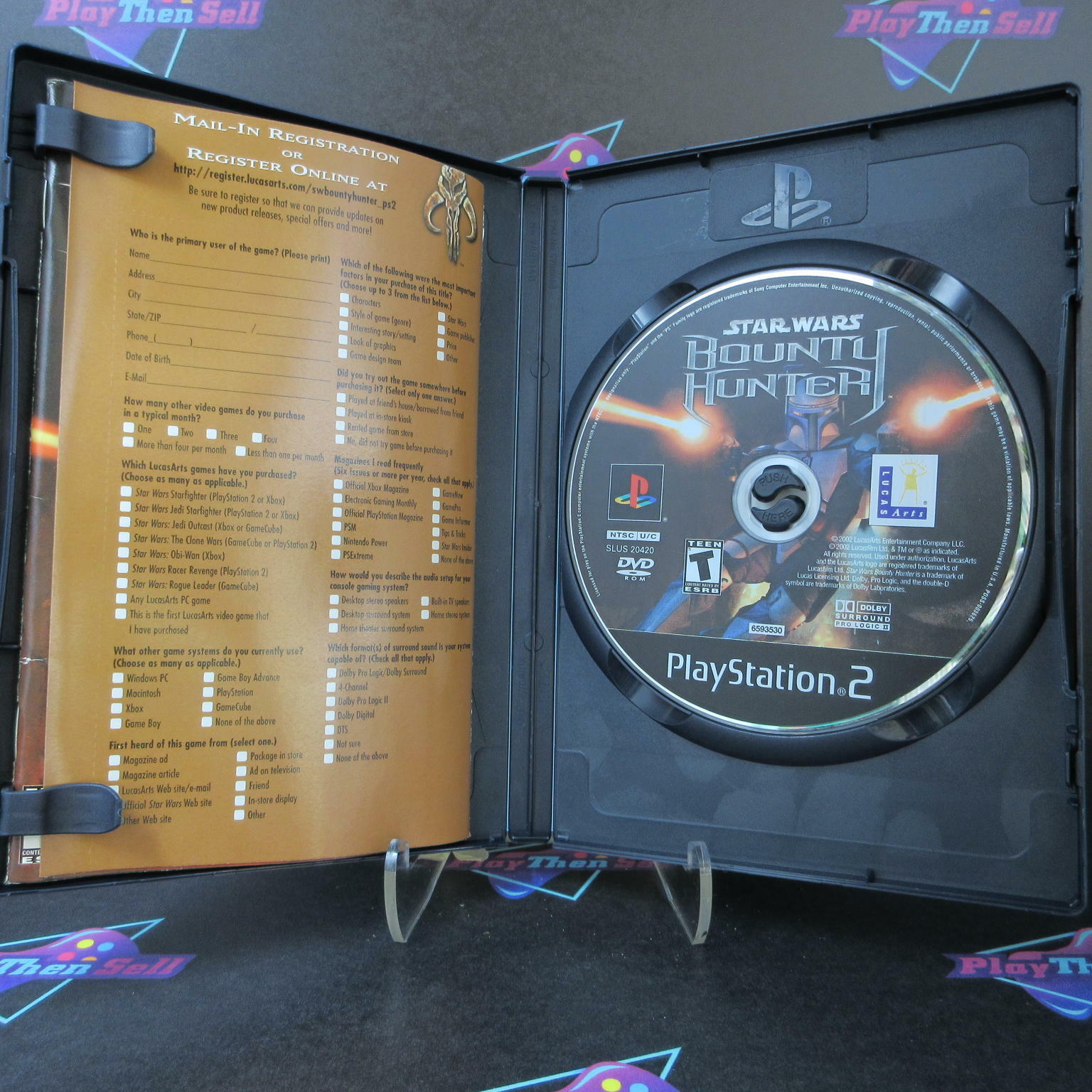 Star Wars Bounty Hunter PS2 PlayStation 2 + Reg Card - Like New