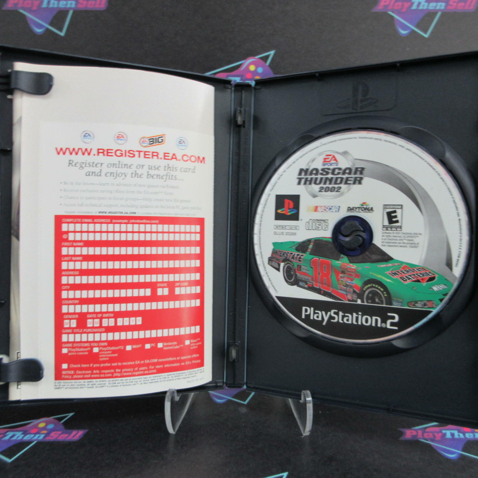 NASCAR Thunder 2002 PS2 PlayStation 2 AD + Reg Card Complete CIB - Very Good