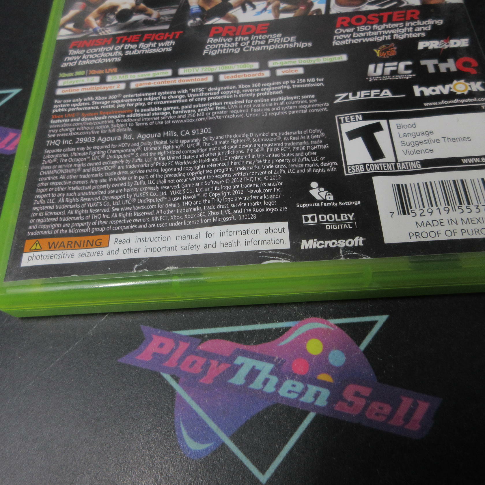 UFC Undisputed 3 Xbox 360 AD Complete CIB - Very Good