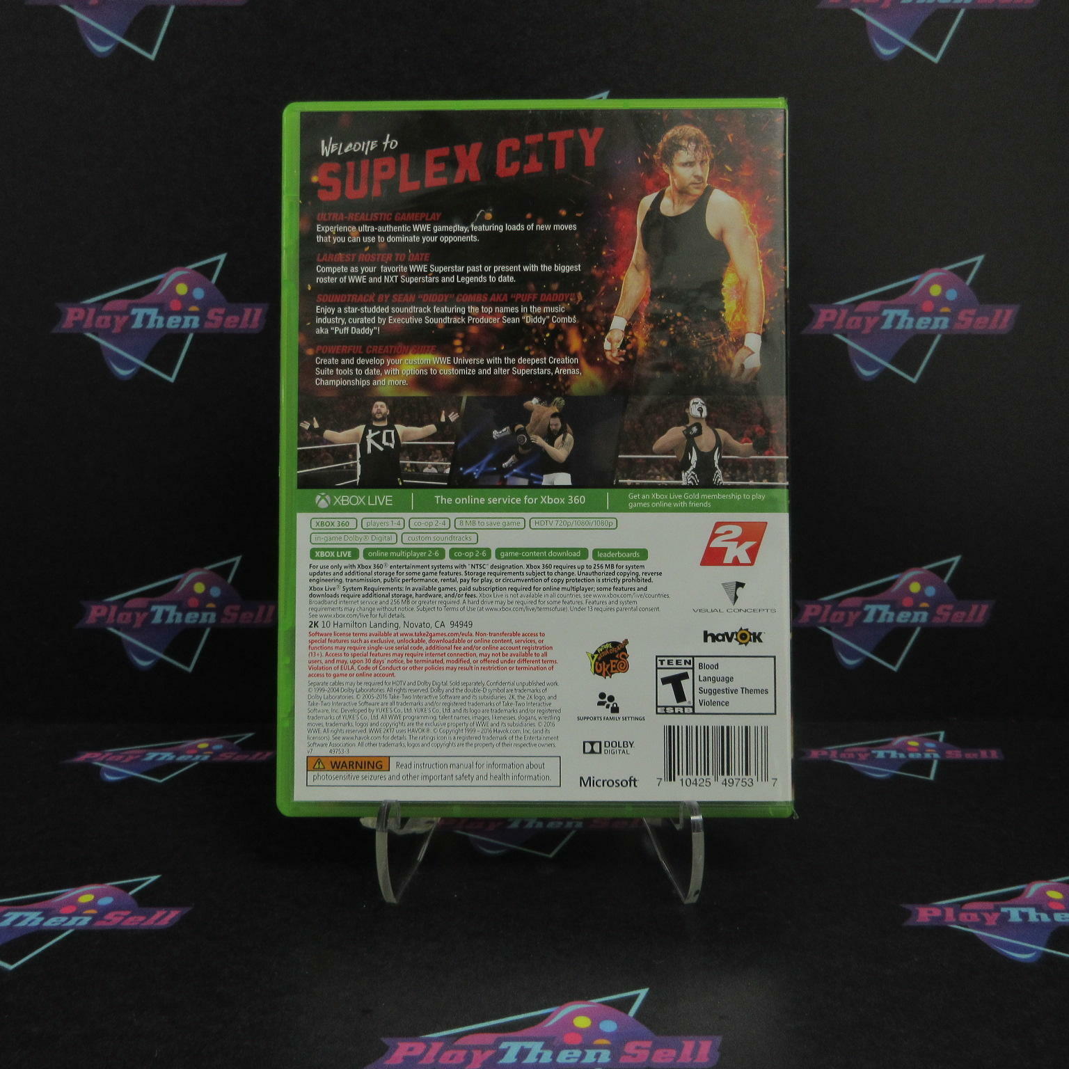 WWE 2K17 Xbox 360 AD Complete CIB - Very Good