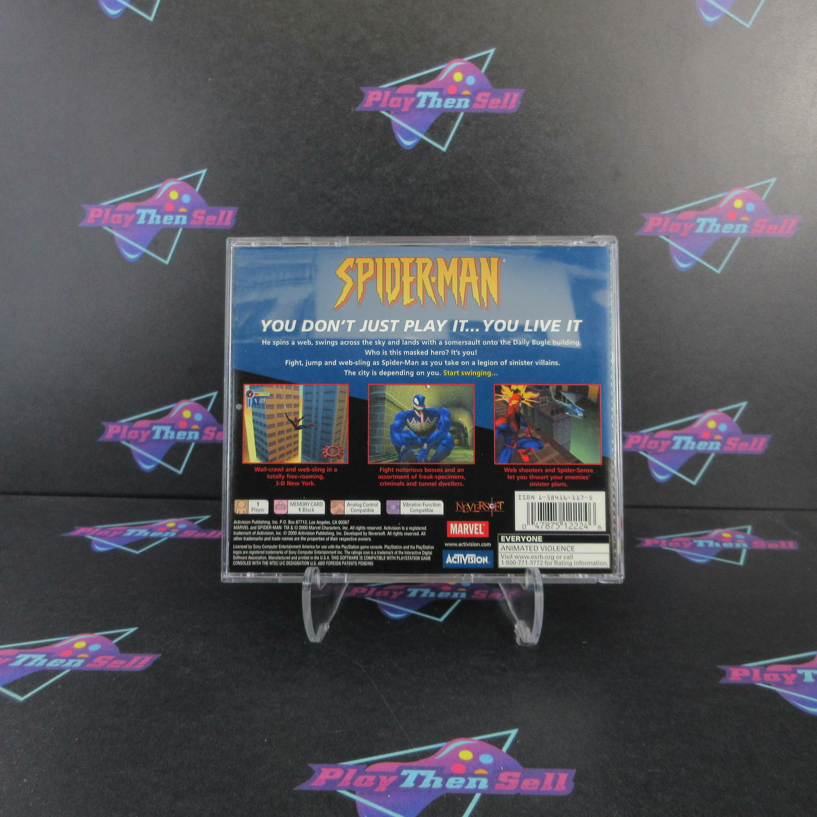 Spider-Man PS1 PlayStation 1 MD + Reg Card Complete CIB - Very Good