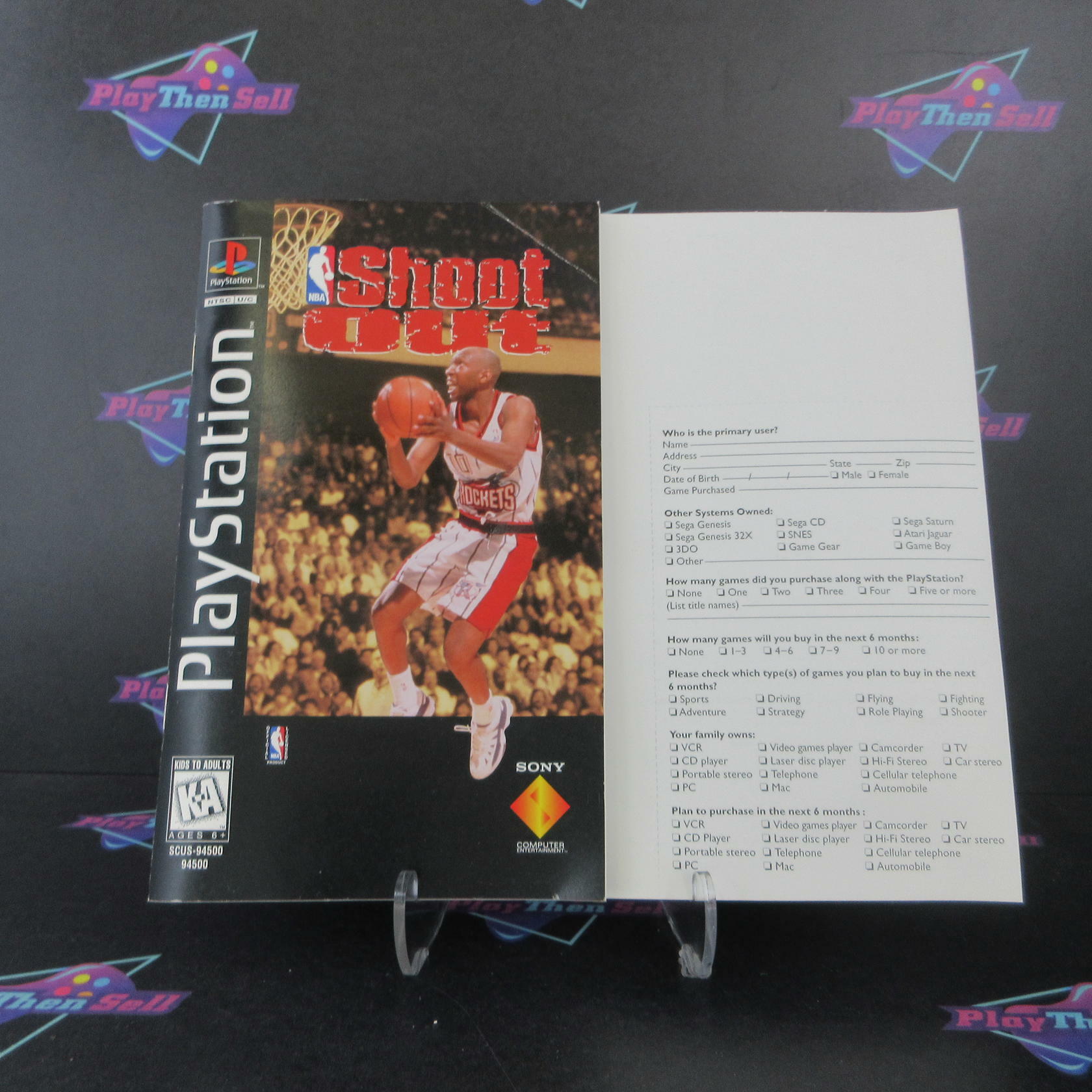 NBA Shoot Out Long Box PS1 PlayStation 1 AD/MD + Reg Card Complete CIB - Very Good