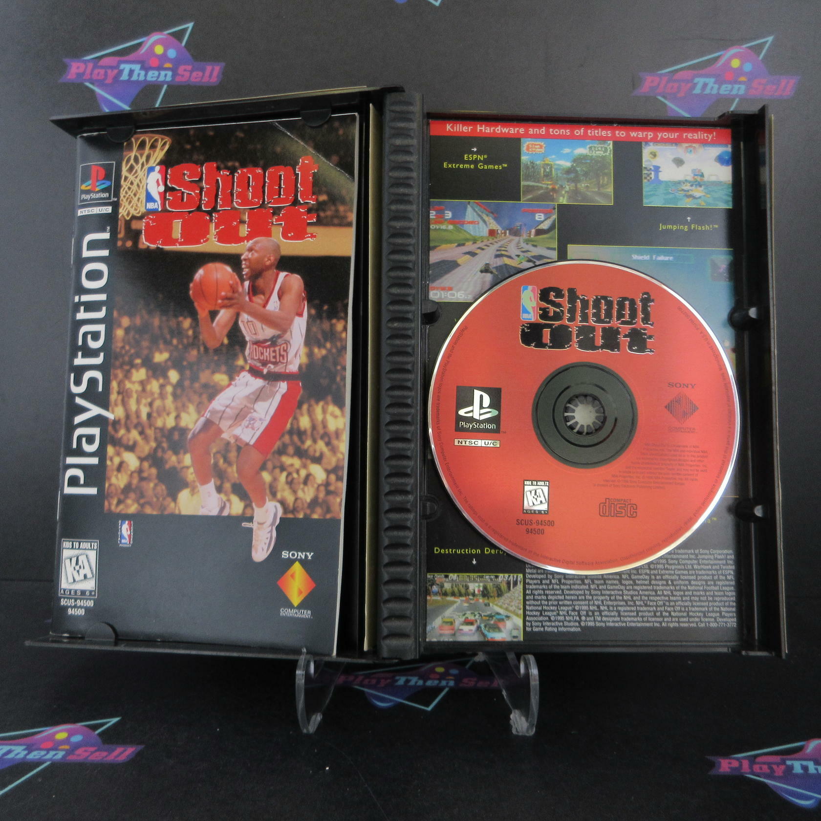 NBA Shoot Out Long Box PS1 PlayStation 1 AD/MD + Reg Card Complete CIB - Very Good