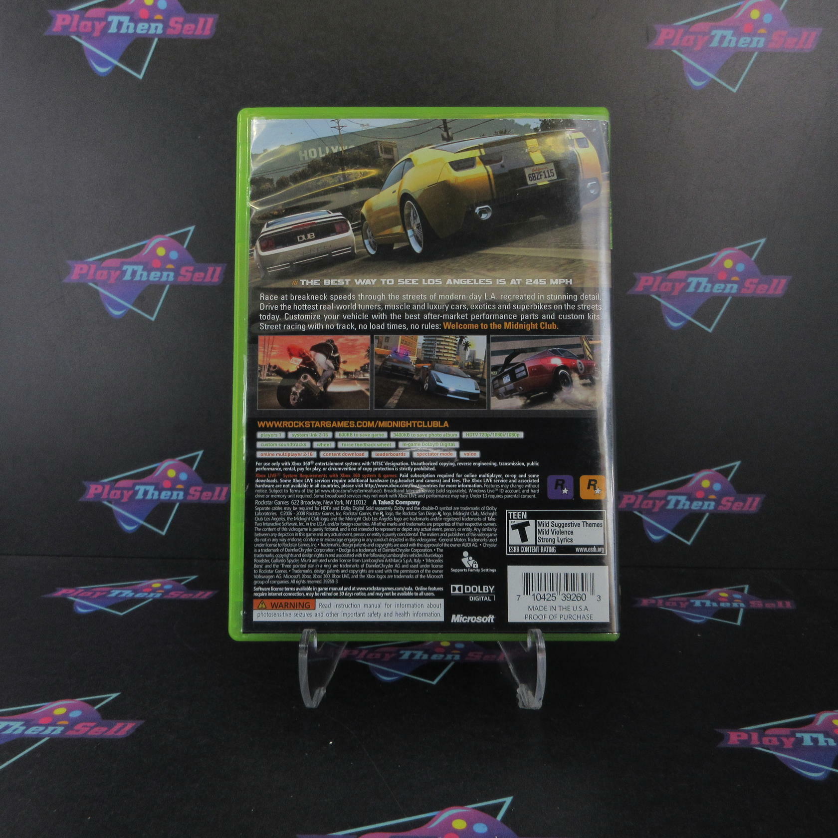 Midnight Club Los Angeles Xbox 360 AD + Map Complete CIB - Very Good