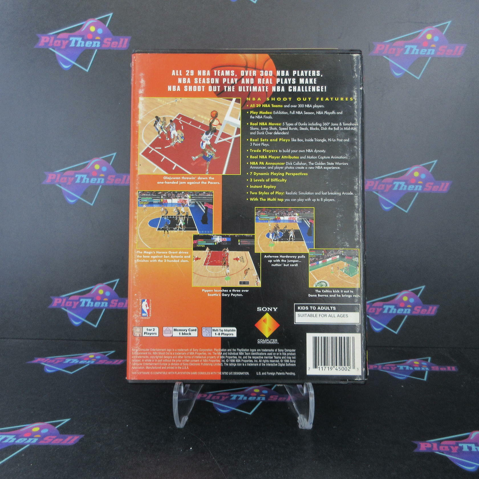 NBA Shoot Out Long Box PS1 PlayStation 1 AD/MD + Reg Card Complete CIB - Very Good