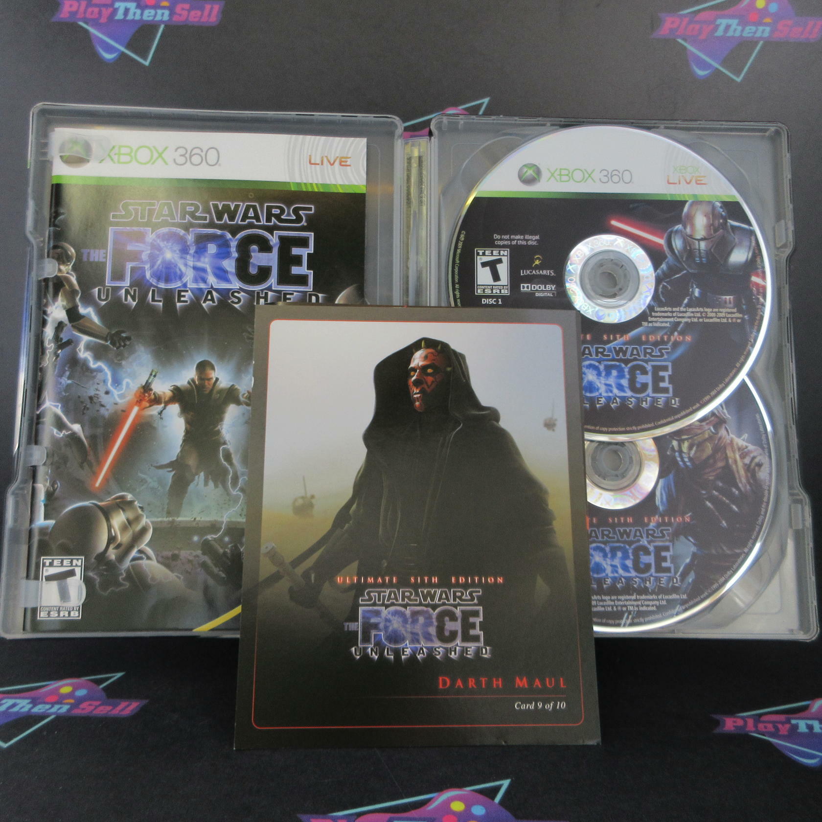 Star Wars The Force Unleashed Ultimate Sith Edition Xbox 360 + Dark Maul Card - Like New