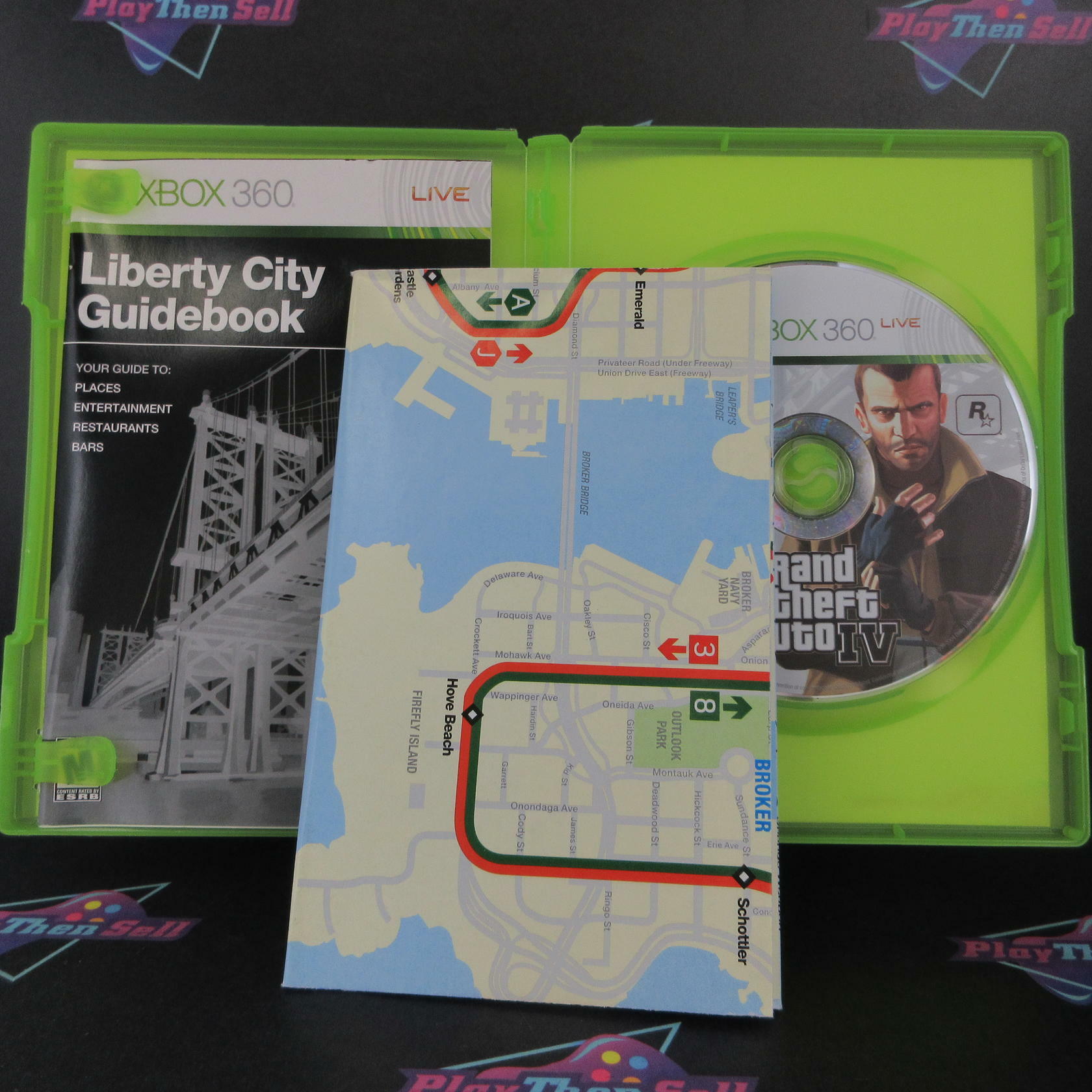 Grand Theft Auto IV - Xbox 360 + Map Complete - Excellent