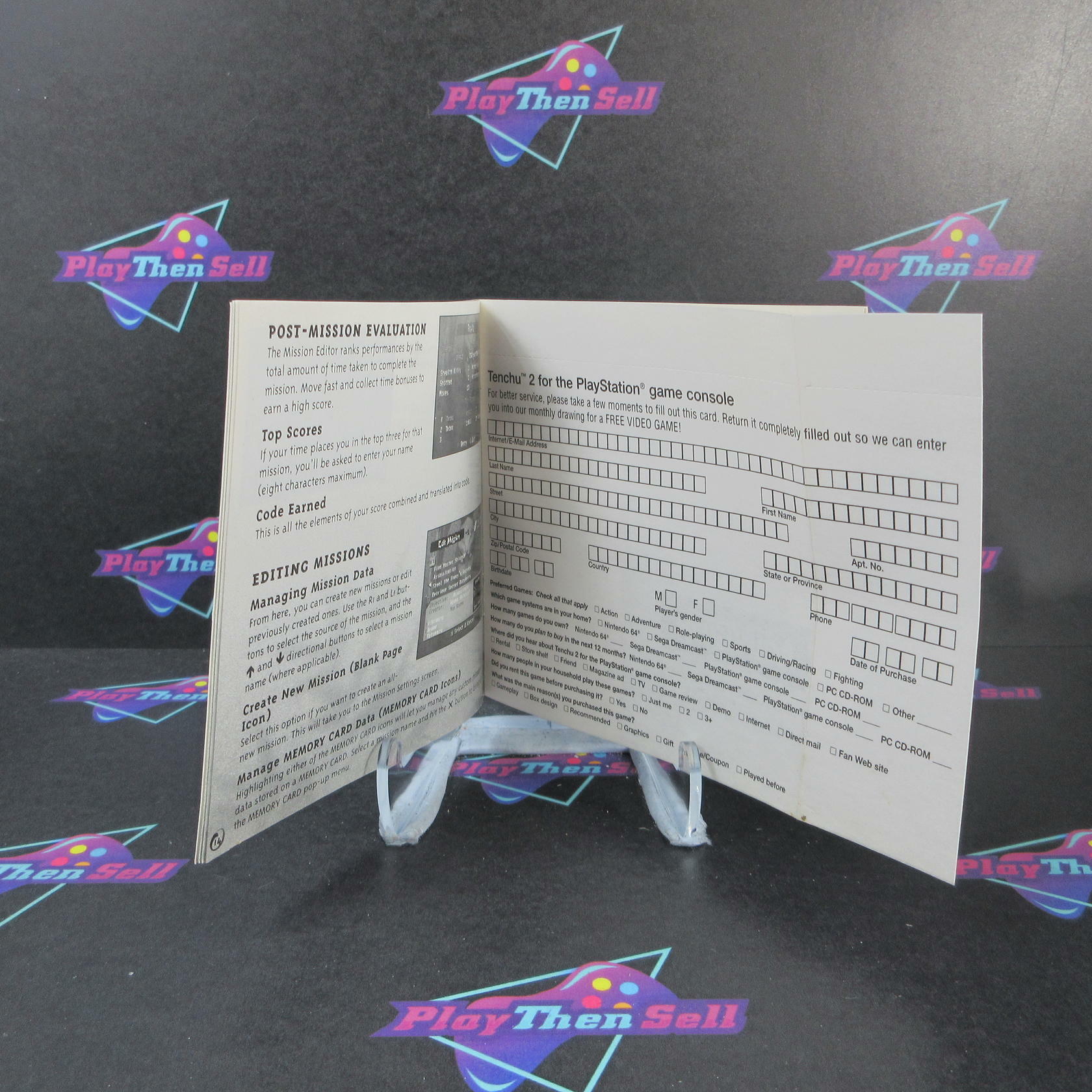 Tenchu 2 PS1 PlayStation 1 Black Label + Reg Card - Like New