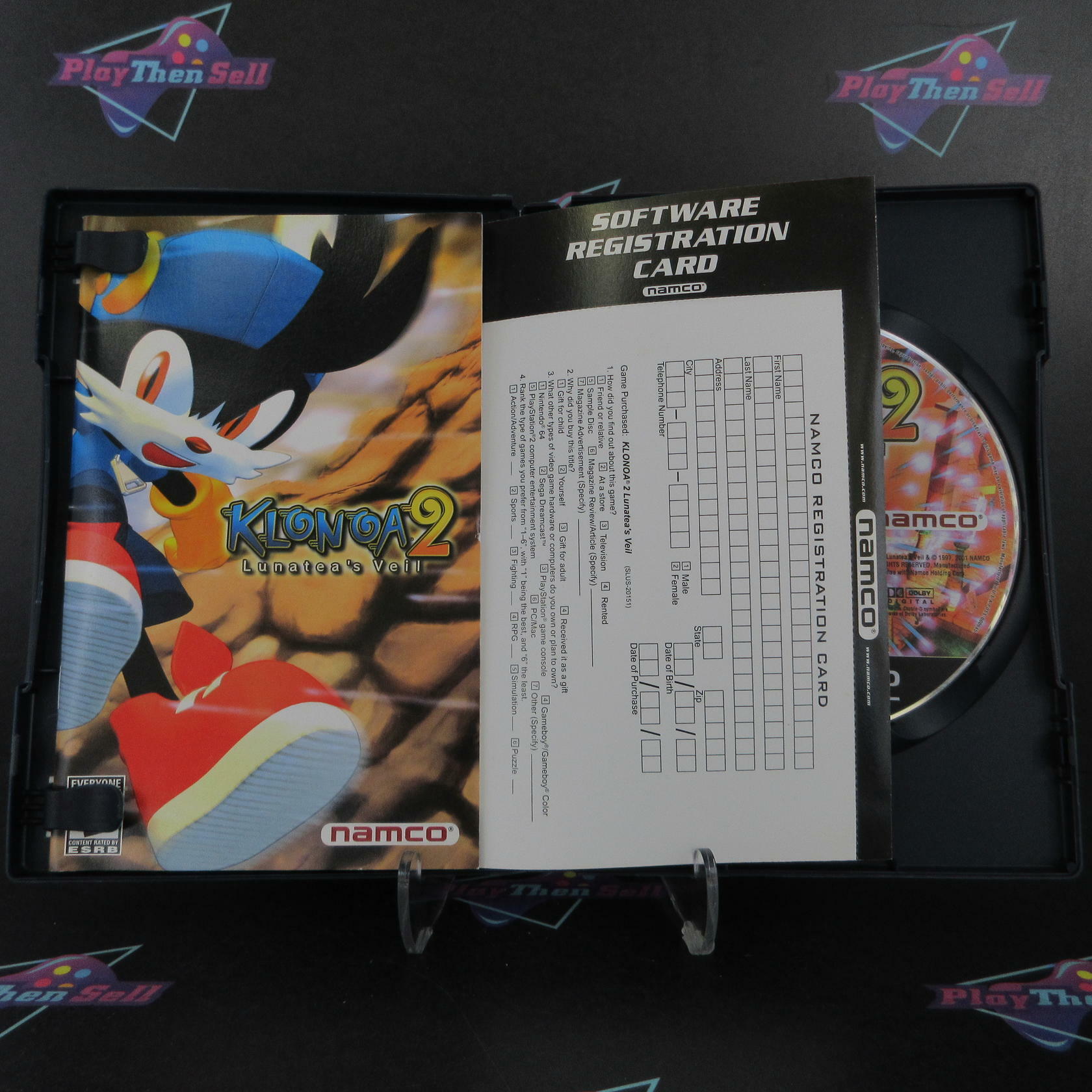 Klonoa 2 Lunatea's Veil PS2 PlayStation 2 AD + Reg Card Complete CIB - Very Good
