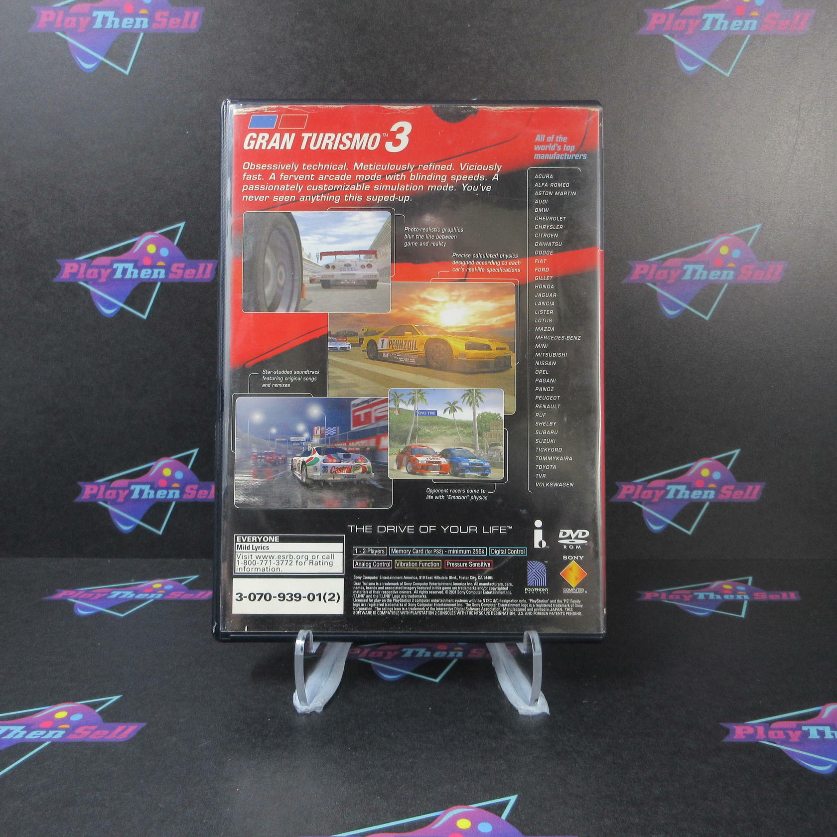 Gran Turismo 3 A-spec Red Cover PS2 PlayStation 2 AD/MD/DD Complete CIB - Very Good