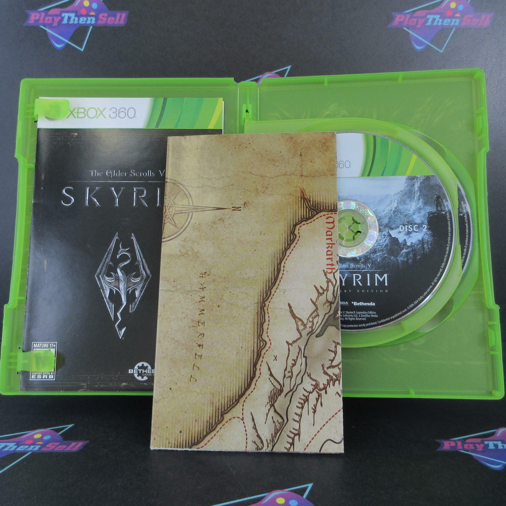 The Elder Scrolls V Skyrim Legendary Edition Xbox 360 + Map/Sticker CIB - Excellent