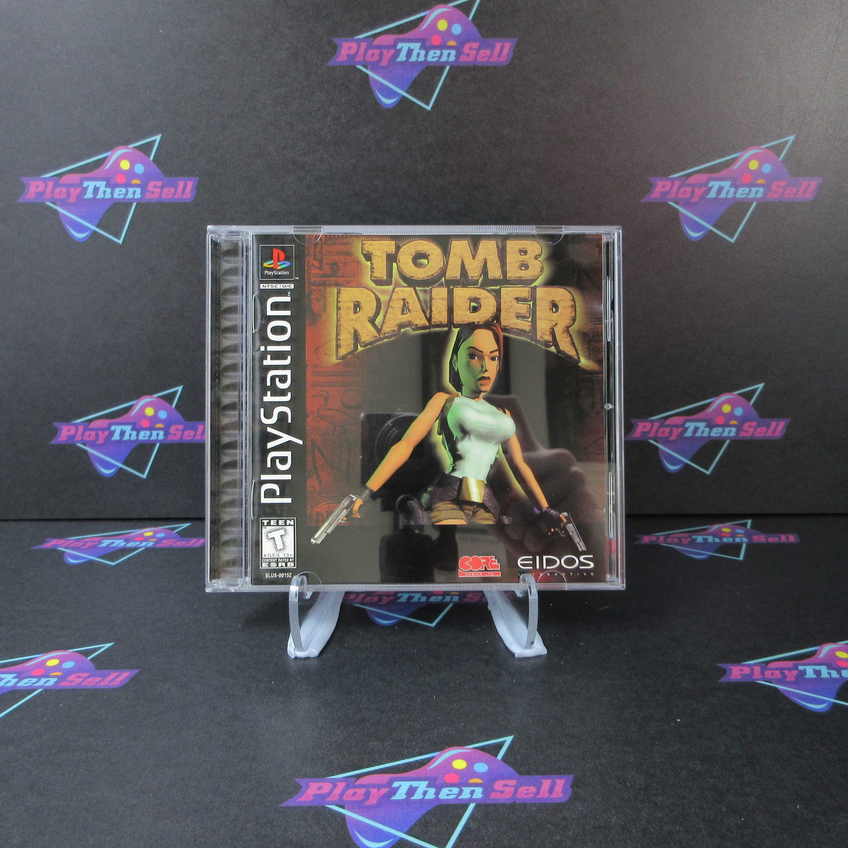 Tomb Raider PS1 PlayStation 1 Black Label + Reg Card - Like New