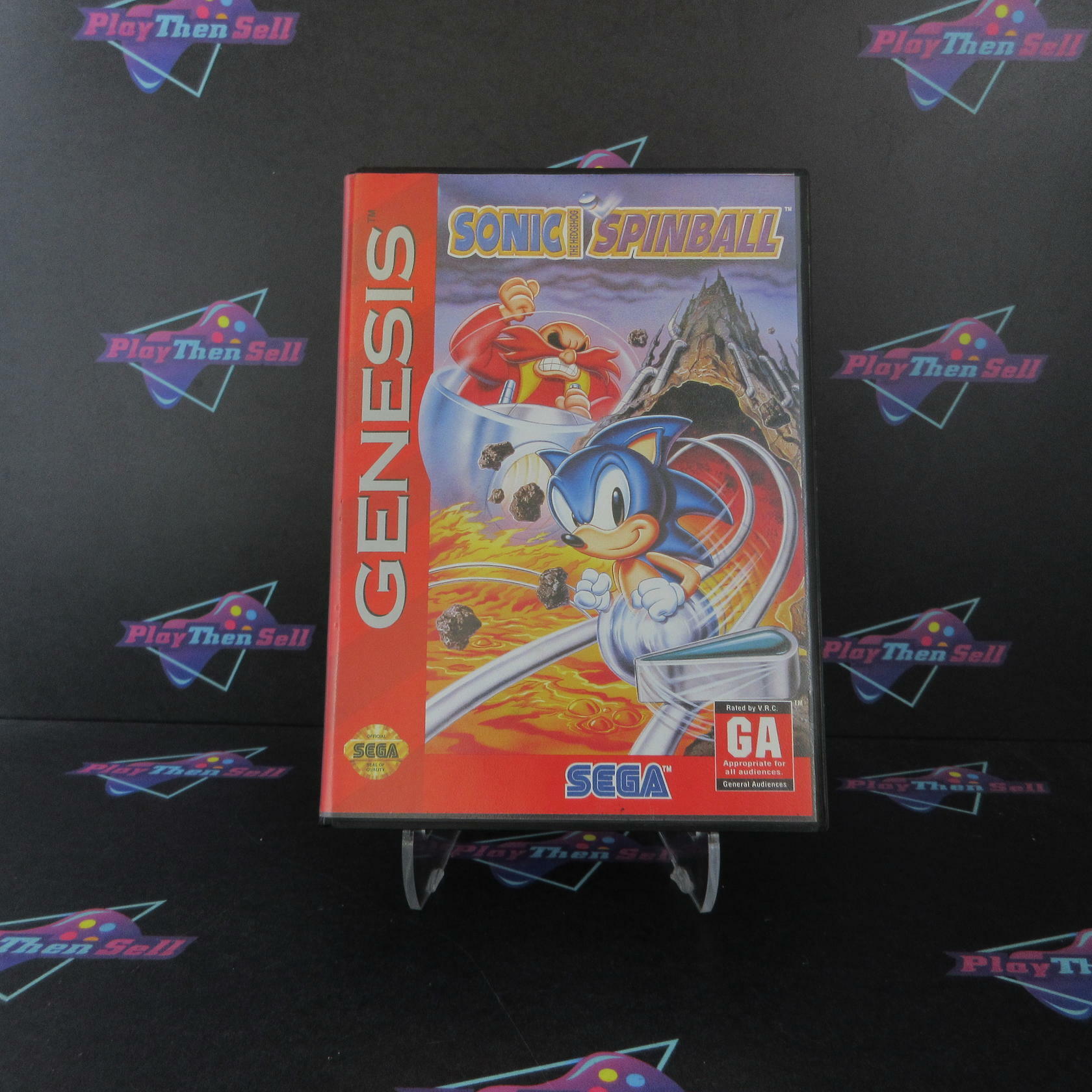 Sonic the Hedgehog Spinball Sega Genesis Boxed AD/CS  Authentic / Tested - Very Good