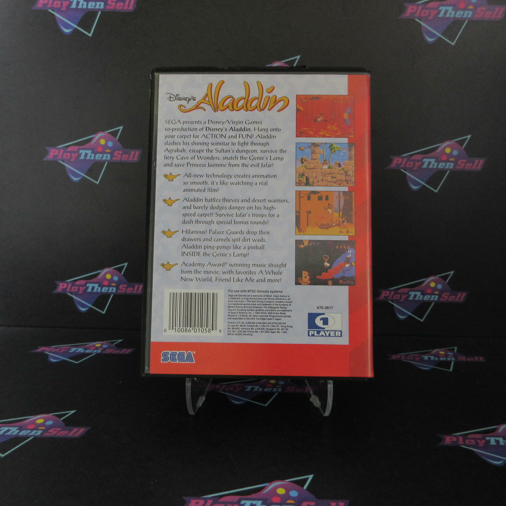 Disney's Aladdin Sega Genesis Boxed CS/MD Complete CIB Authentic / Tested - Very Good