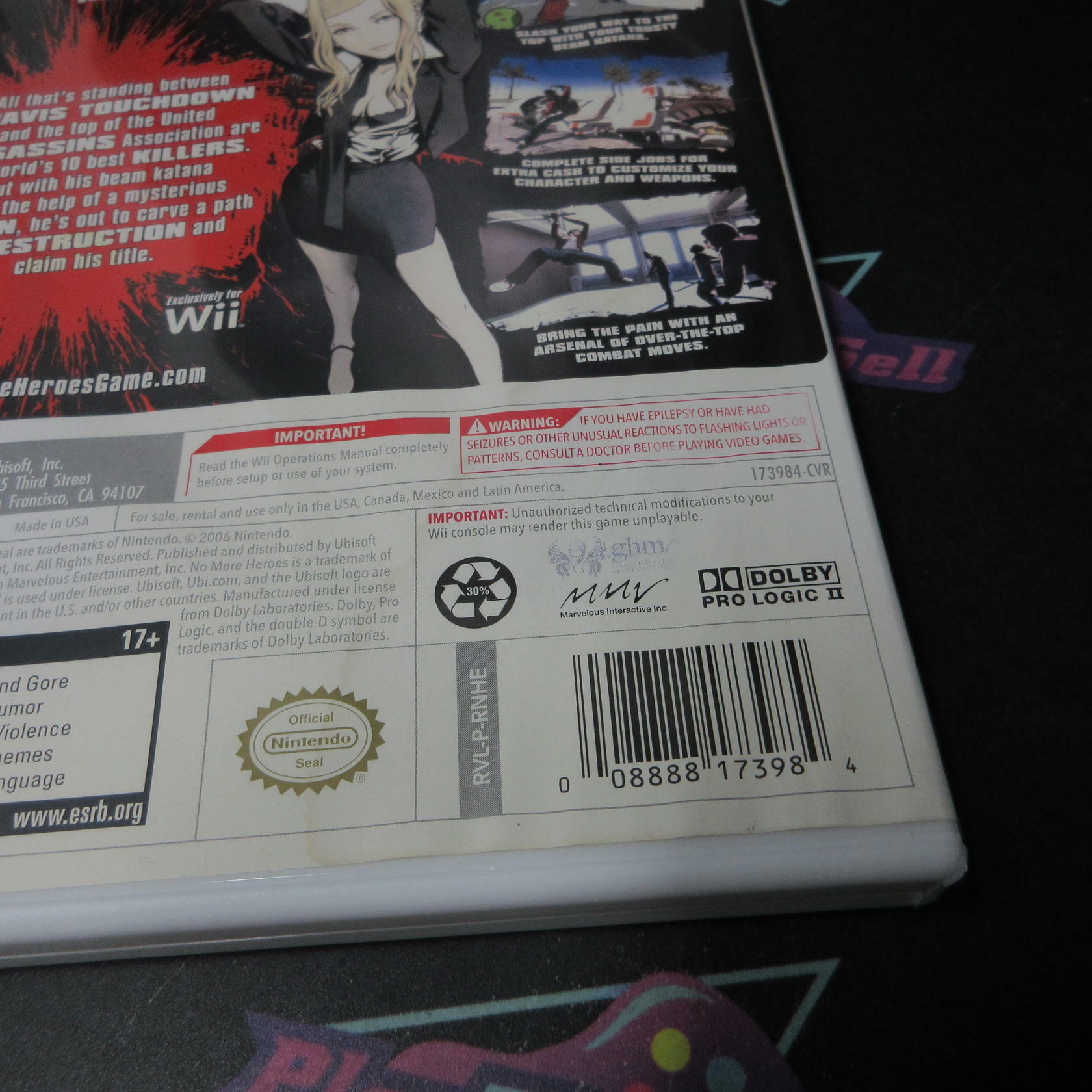 No More Heroes Nintendo Wii AD Complete CIB - Very Good
