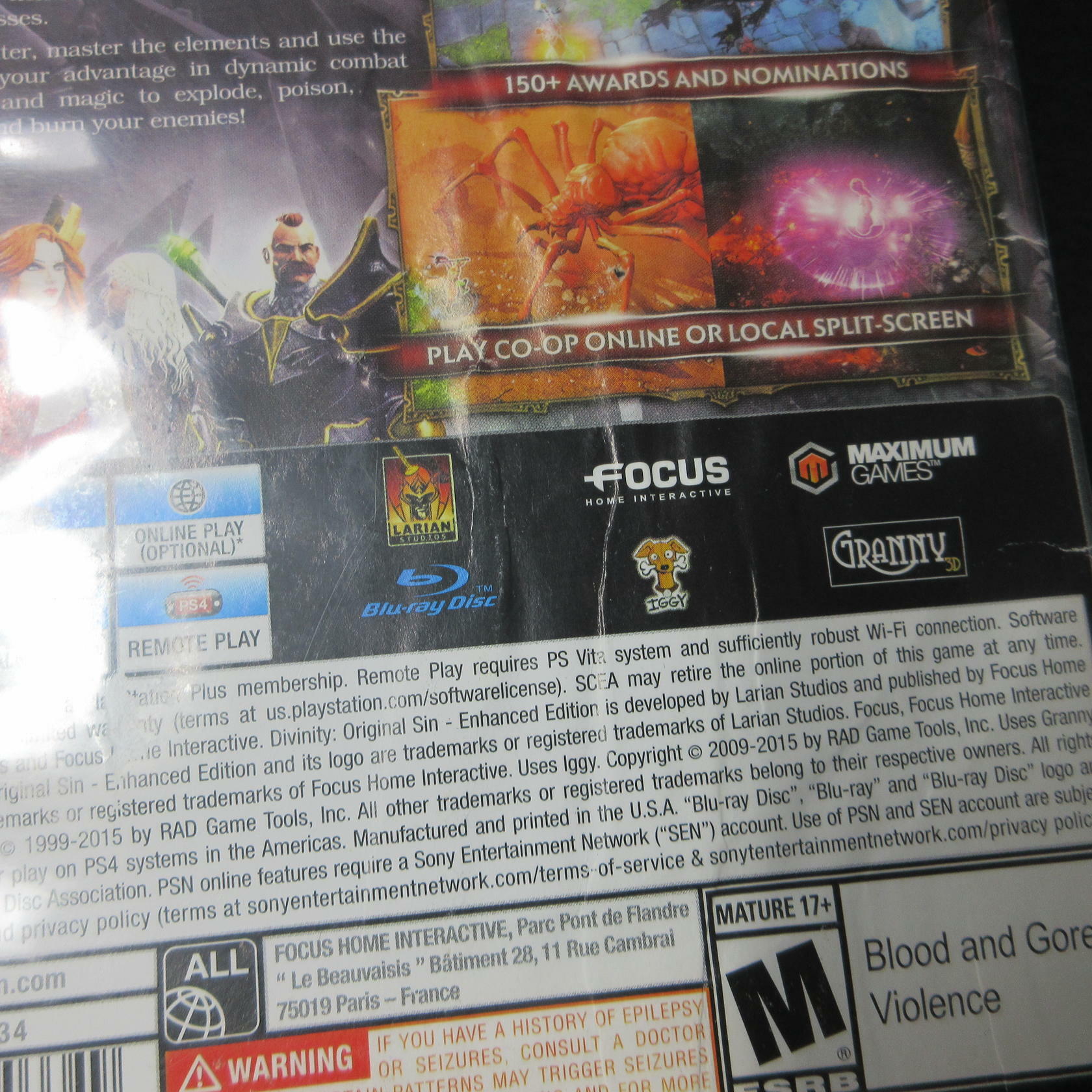Divinity Original Sin Enhanced Edition PS4 PlayStation 4 AD Complete CIB - Very Good