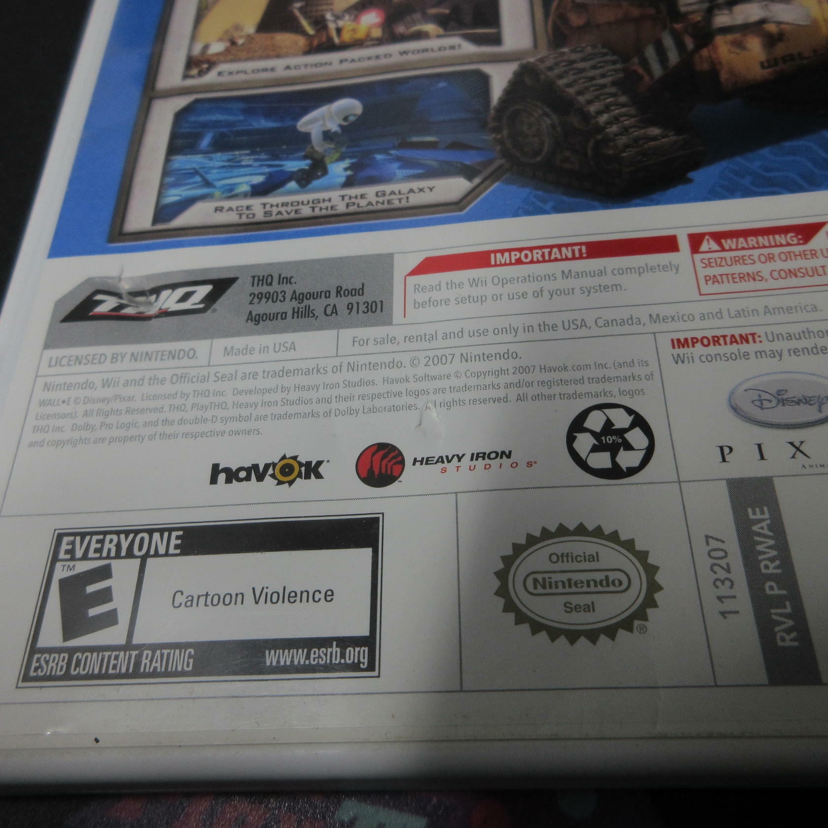 Wall-E Nintendo Wii AD/NM - Very Good