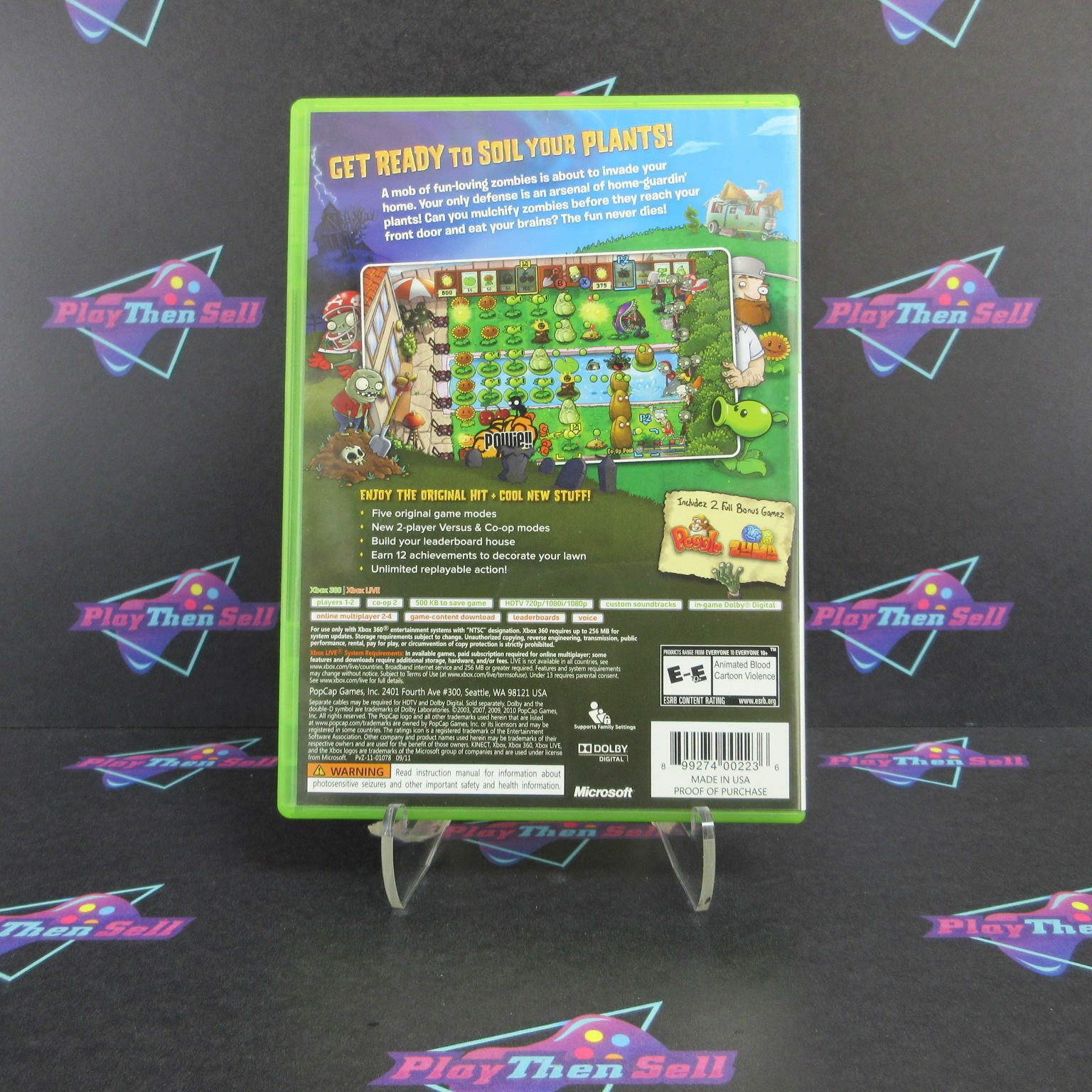 Plants Vs. Zombies Xbox 360 PH Complete - Excellent