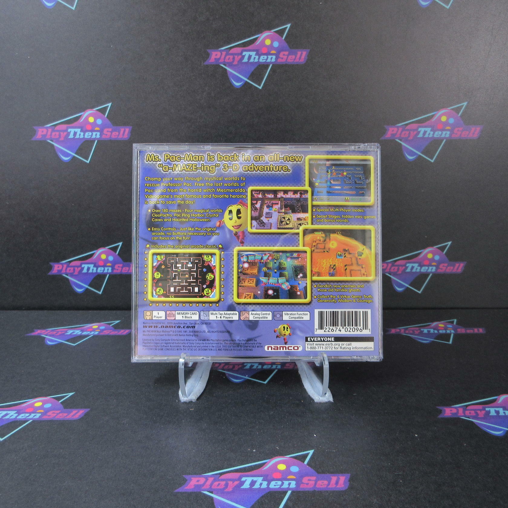 Ms. Pac-Man Maze Madness + Reg Card PS1 PlayStation 1 MD Complete CIB - Very Good