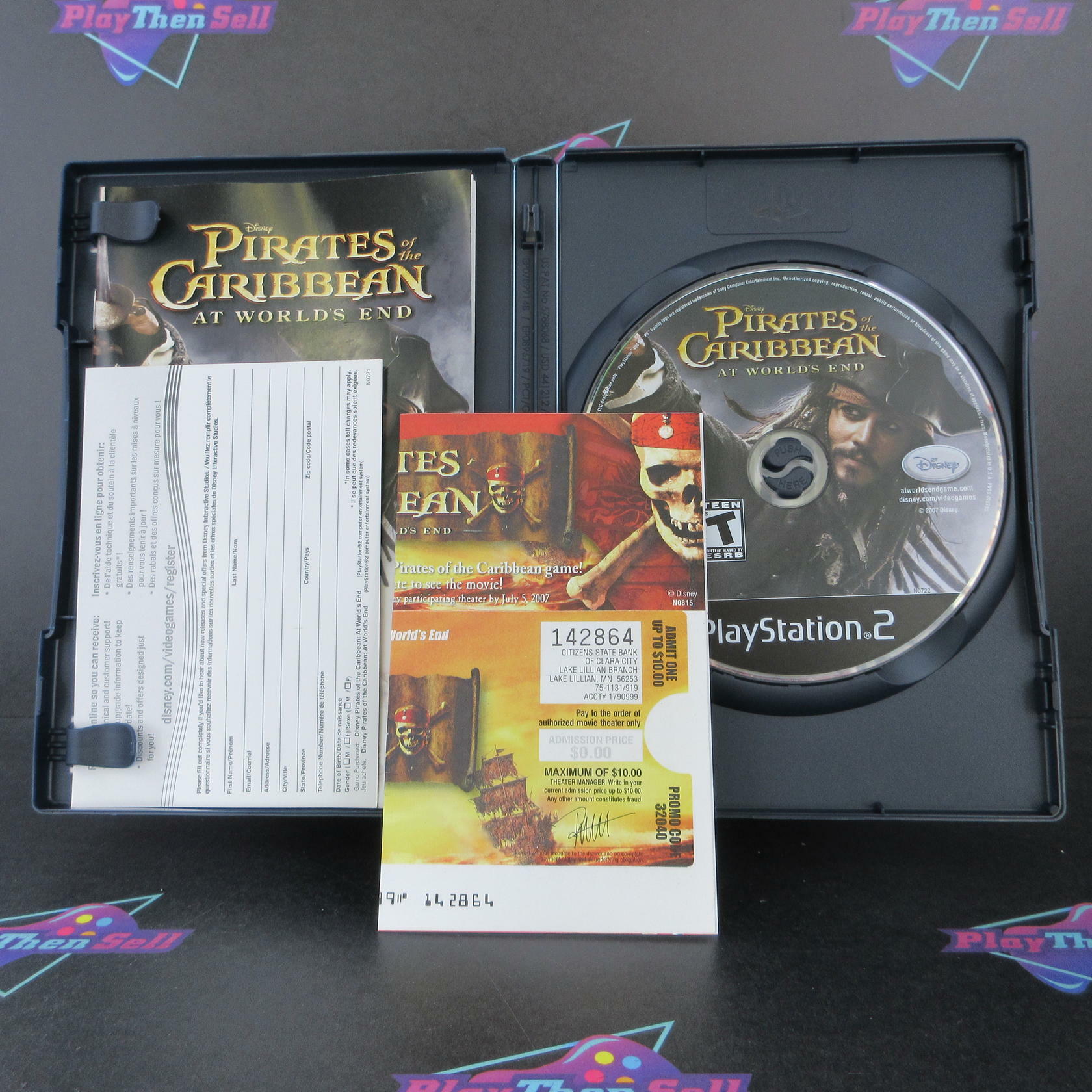 Pirates of the Caribbean At World's End PS2 + Reg / Movie Ticket CIB - Excellent
