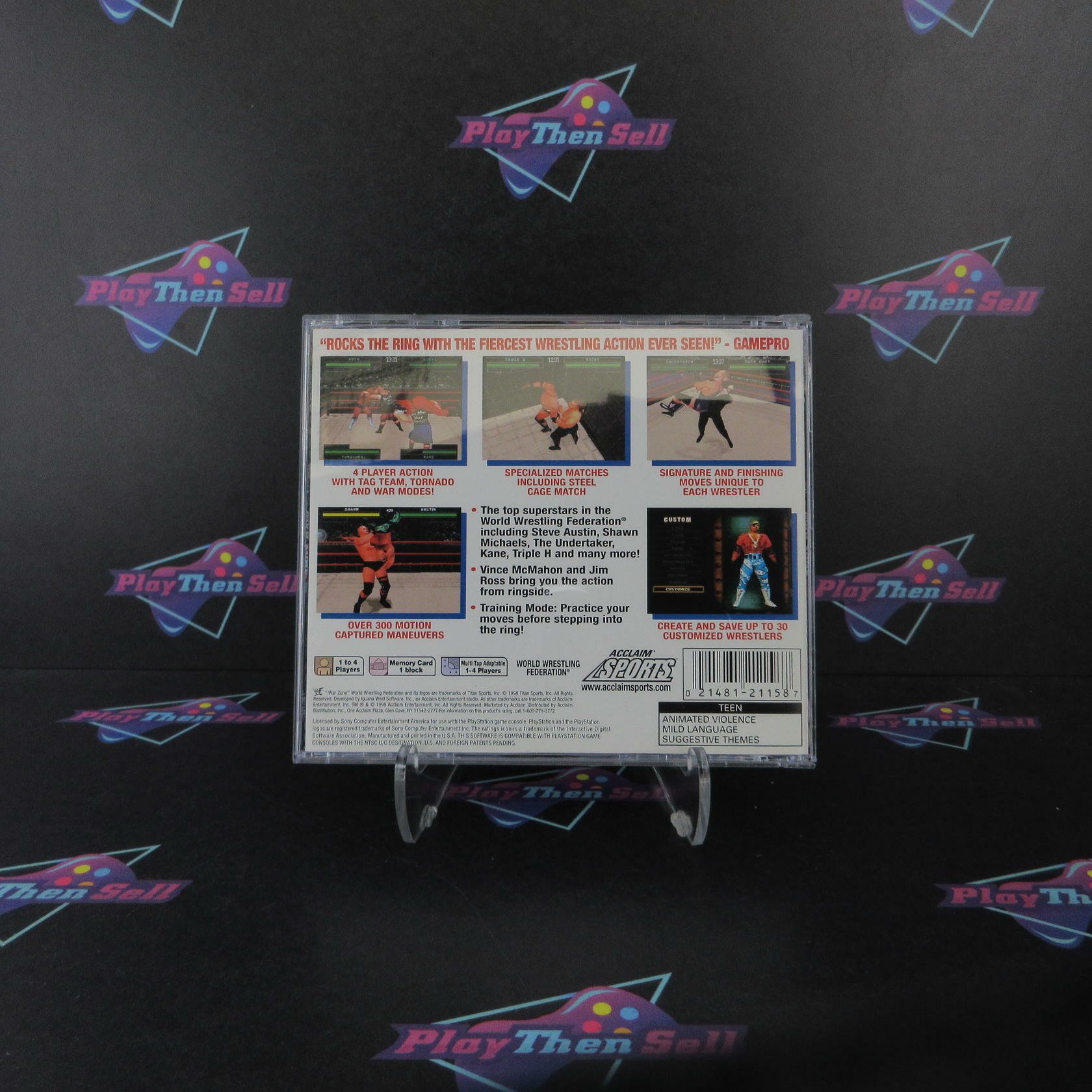 WWF Warzone PS1 PlayStation 1 MD + Reg Card Complete CIB - Very Good