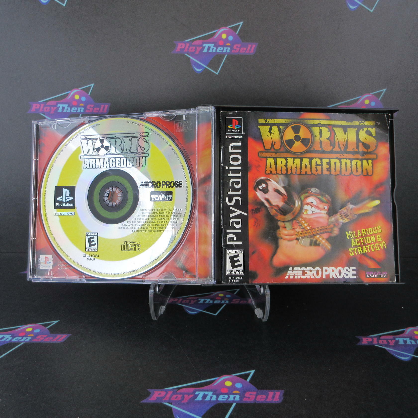 Worms Armageddon PS1 PlayStation 1 MD Complete CIB - Very Good
