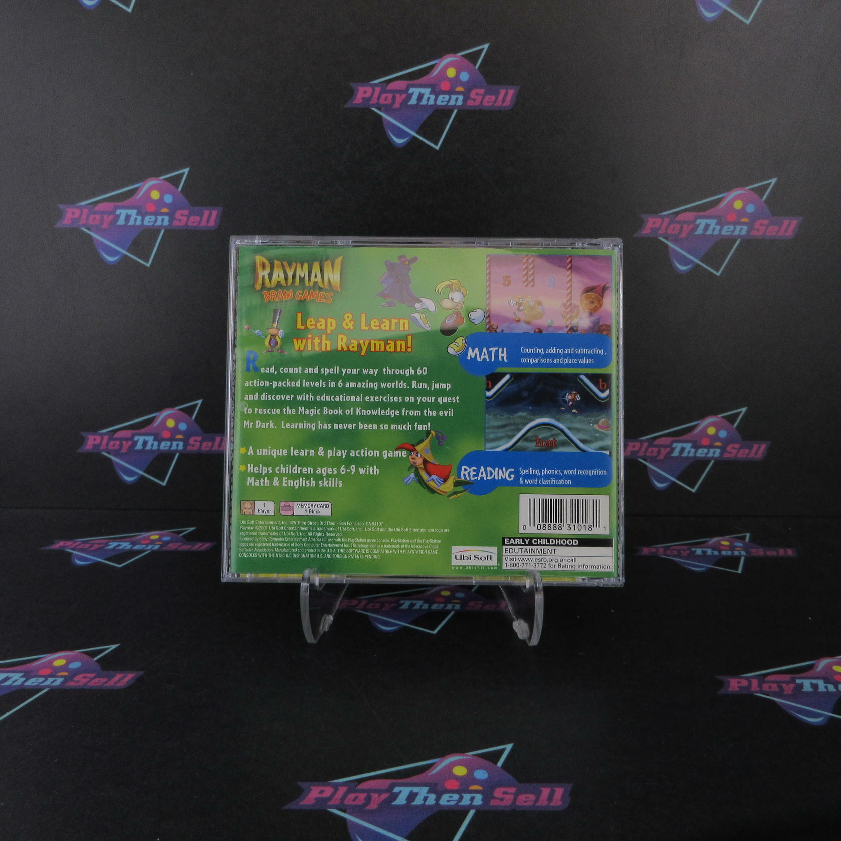 Rayman Brain Games PS1 PlayStation 1 MD + Reg Card Complete CIB - Very Good