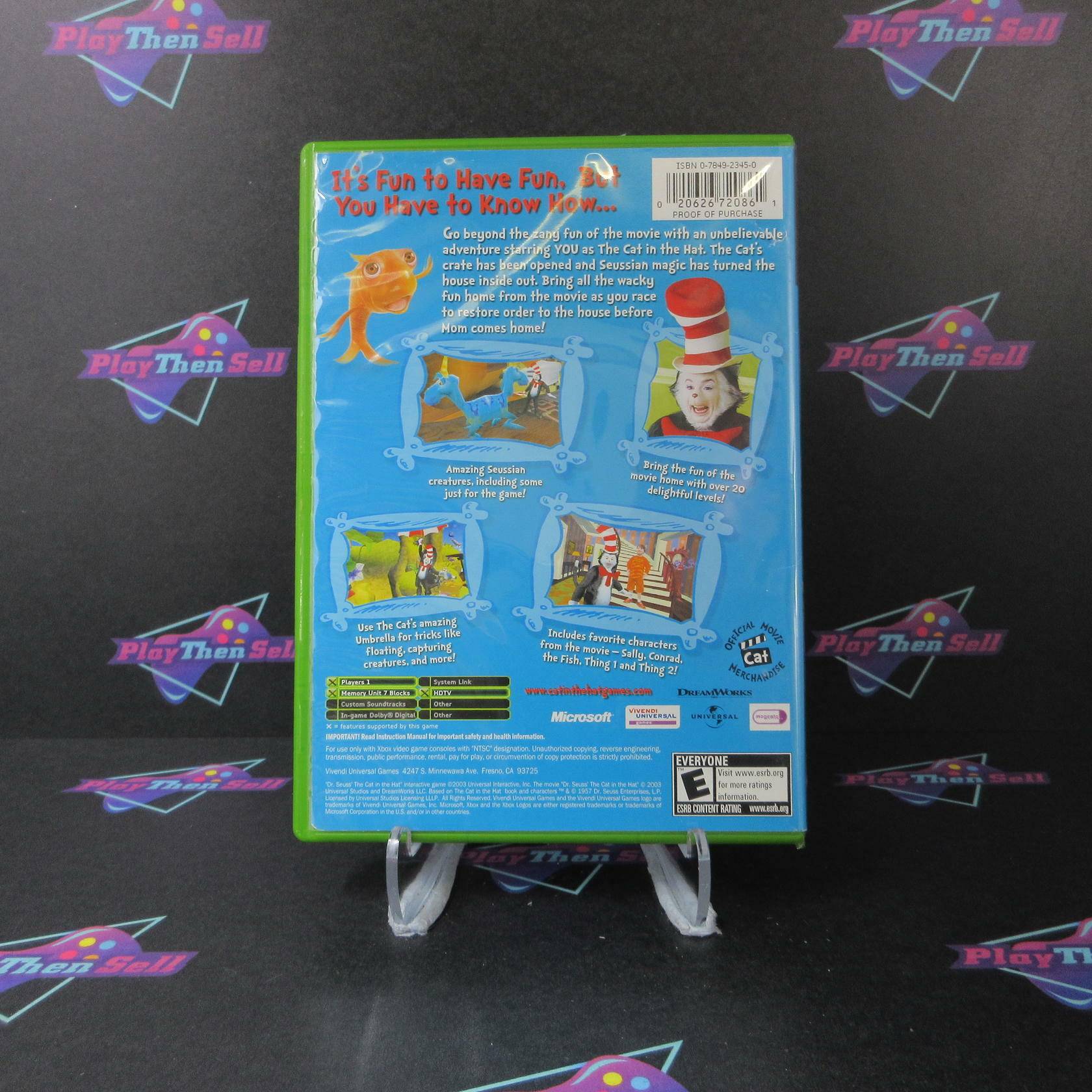 Dr Seuss The Cat in the Hat Xbox AD/MD + Reg Card Complete CIB - Very Good