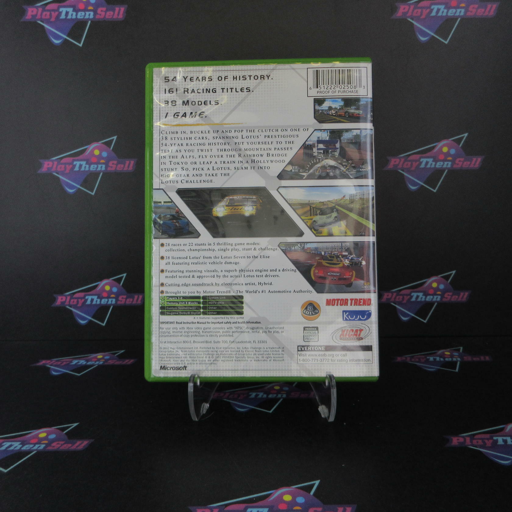 Motor Trend Lotus Challenge Xbox AD + Reg Card Complete CIB - Very Good