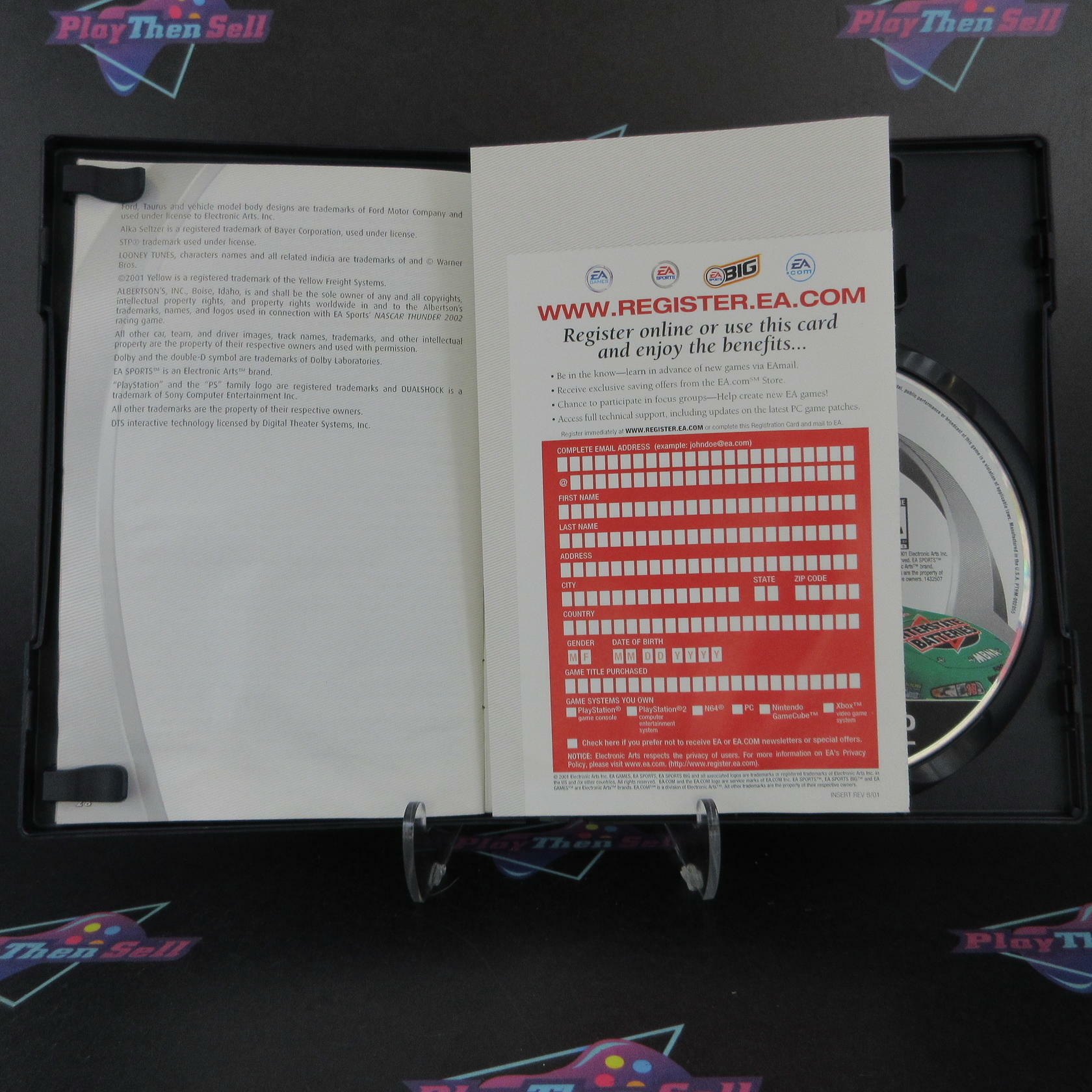 NASCAR Thunder 2002 PS2 PlayStation 2 AD/MD + Reg Card Complete CIB - Very Good