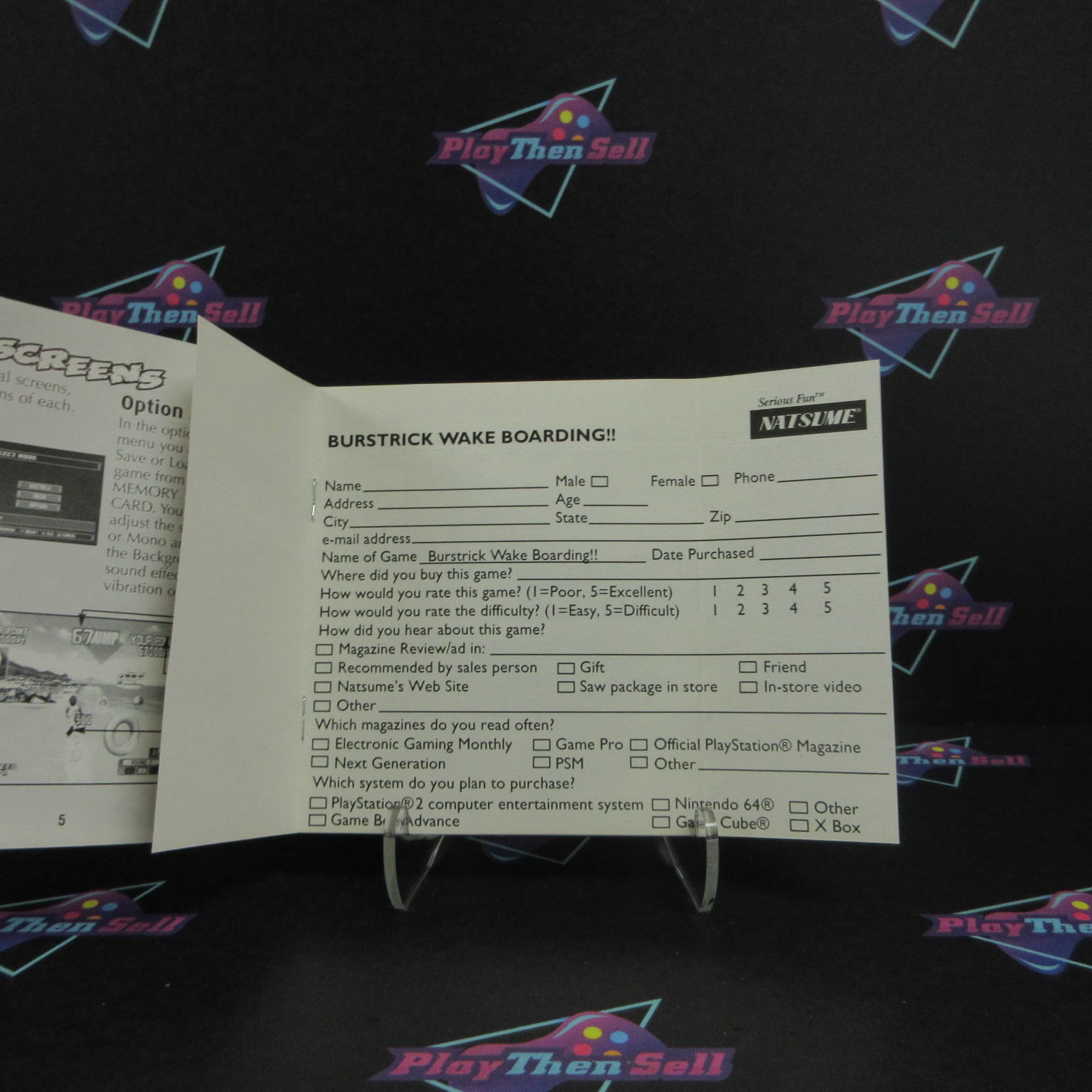 Burstrick Wake Boarding PS1 PlayStation 1 + Reg Card Complete - Excellent