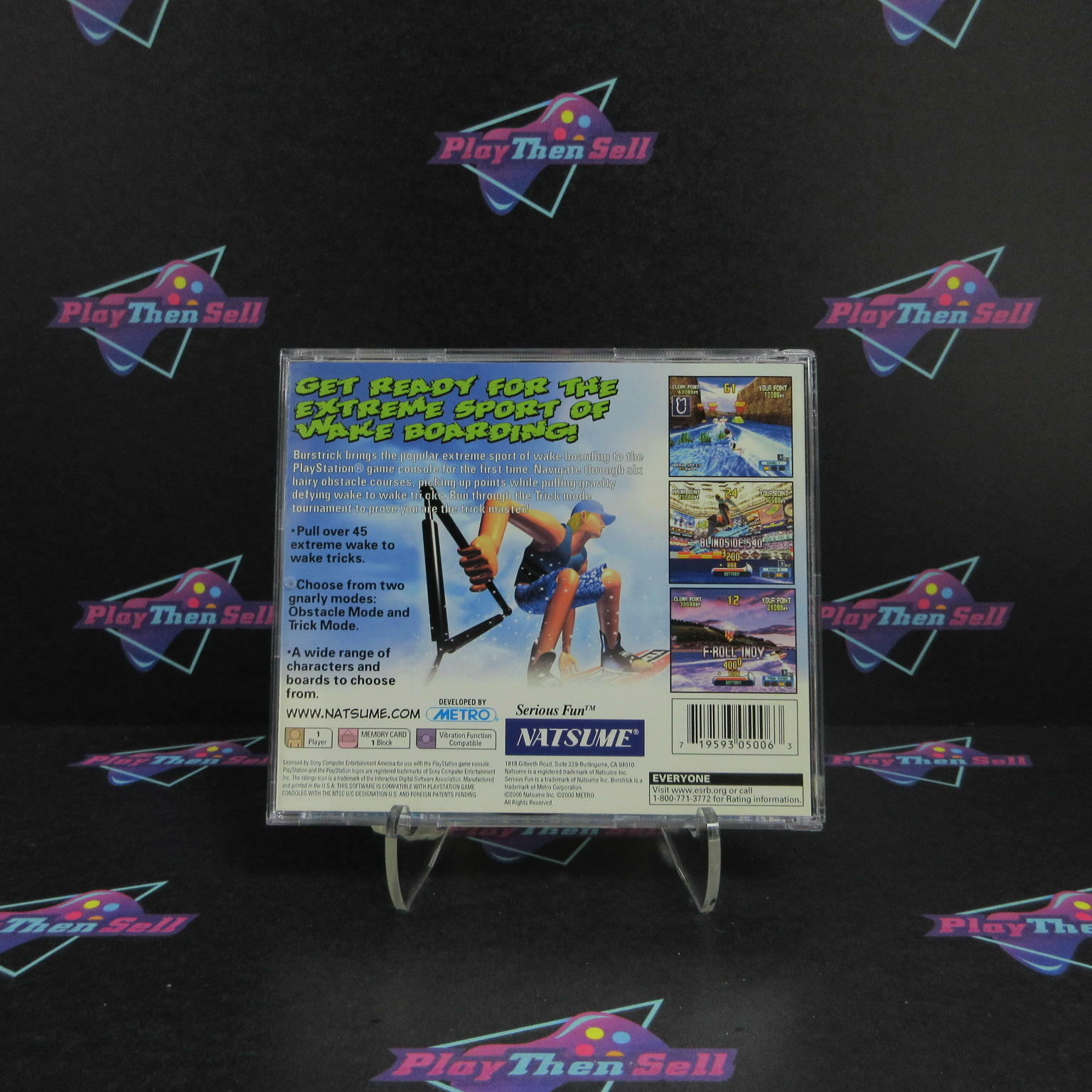 Burstrick Wake Boarding PS1 PlayStation 1 + Reg Card Complete - Excellent