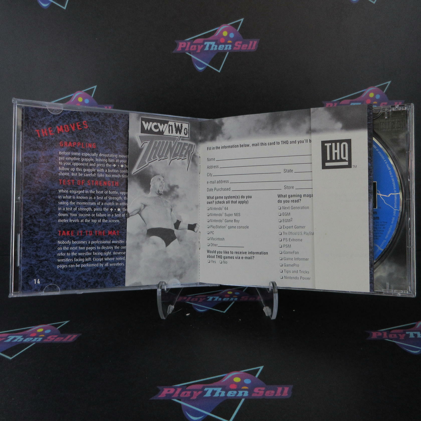 WCW NWO Thunder PS1 PlayStation 1 MD + Reg Card Complete CIB - Very Good