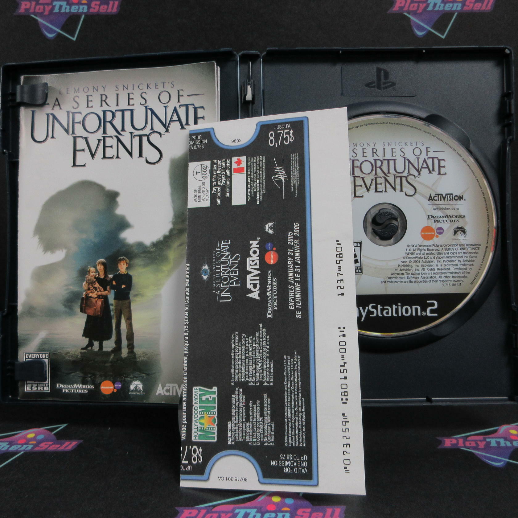 Lemony Snicket's A Series of Unfortunate Events PS2 + Movie Ticket - Excellent