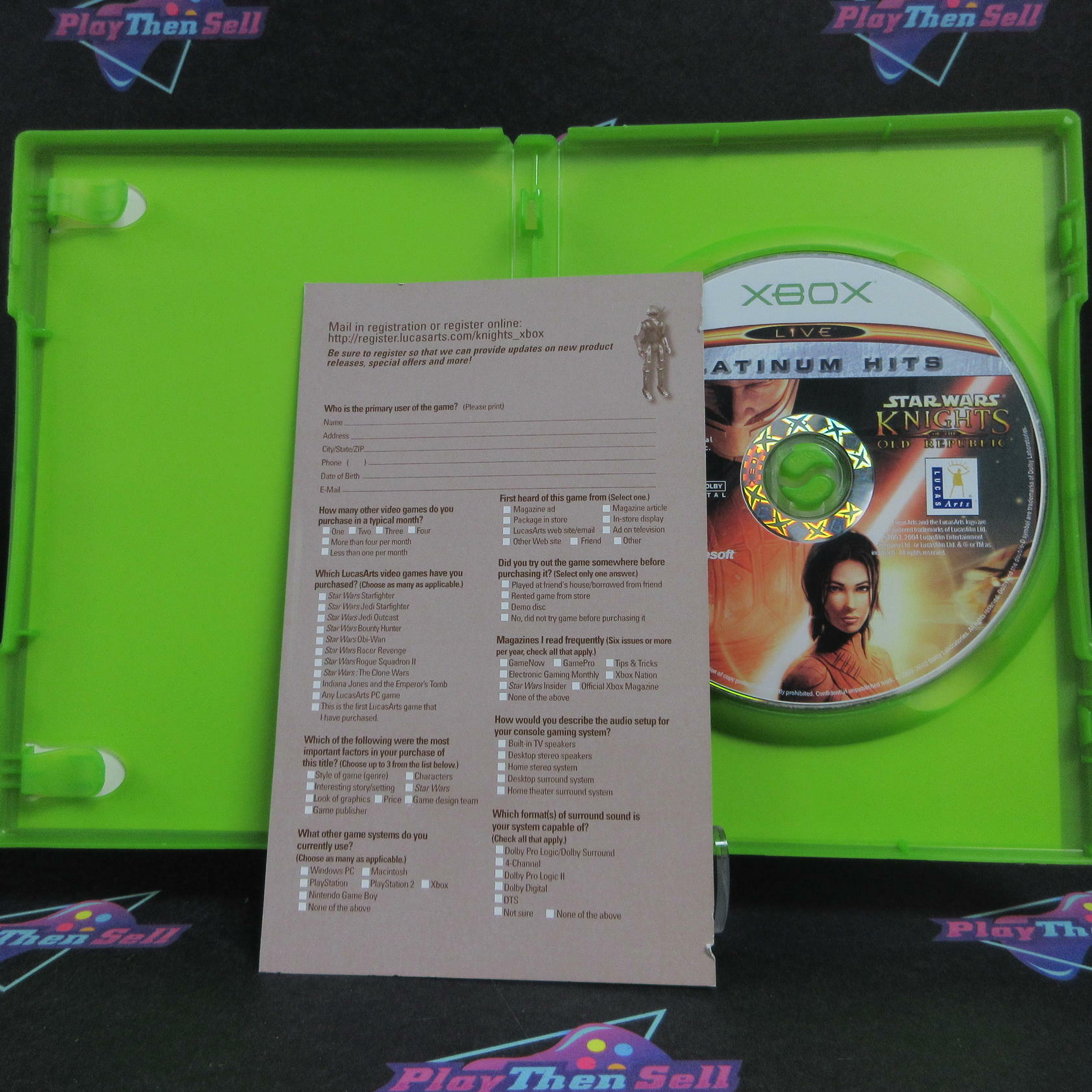 Star Wars Knights of the Old Republic Xbox PH + Reg Card - Very Good