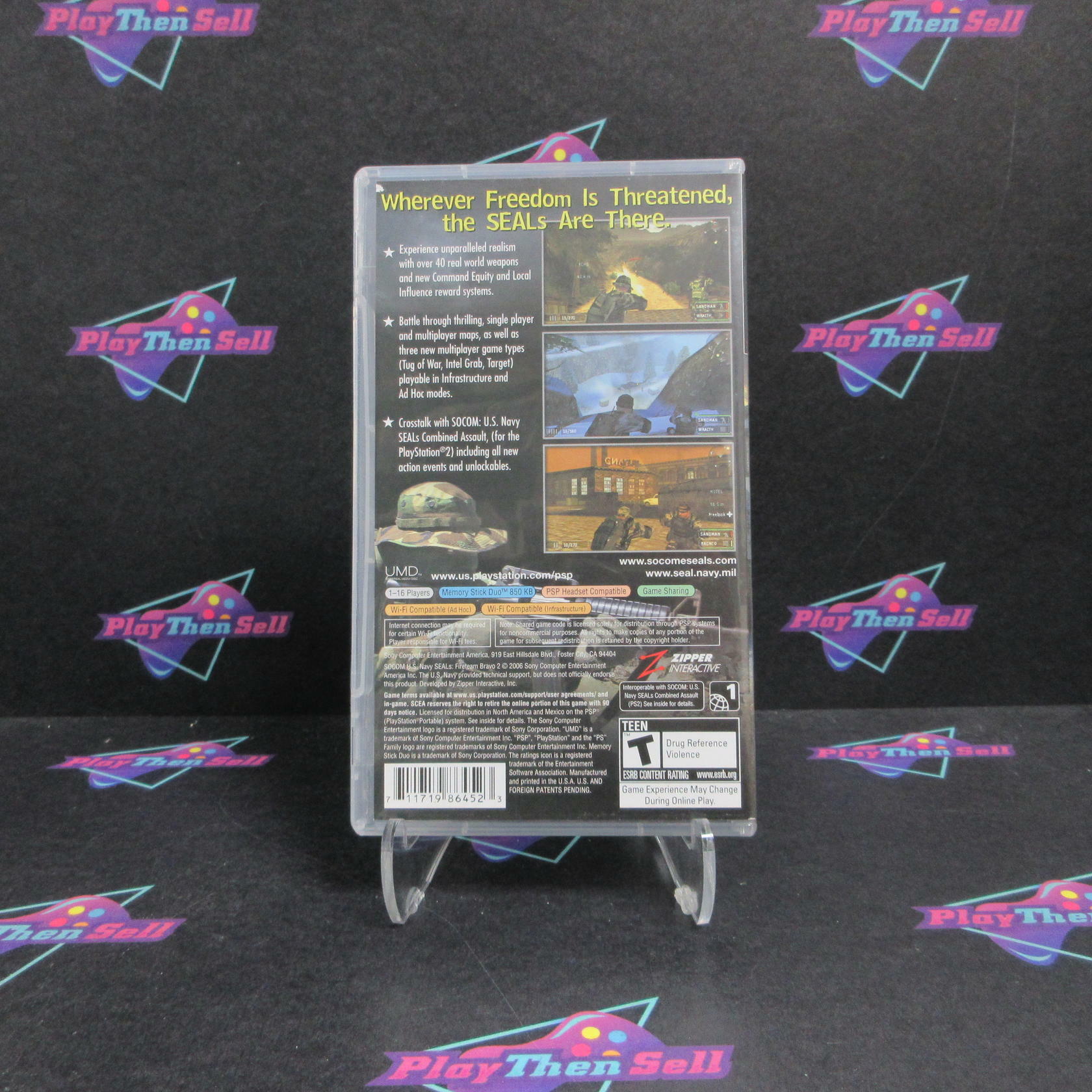 SOCOM U.S. Navy Seals Fireteam Bravo 2 Clear UMD Sony PSP MD Complete CIB - Very Good