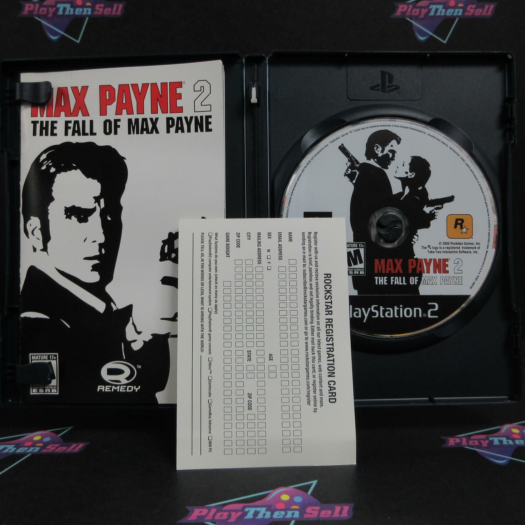 Max Payne 2 The Fall of Max Payne PS2 PlayStation 2 AD + Reg Card Complete CIB - Very Good