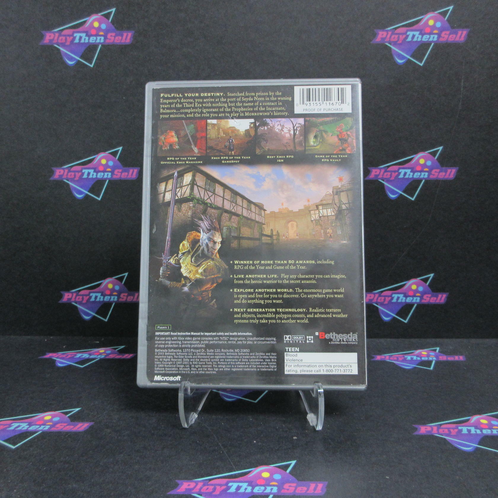 The Elder Scrolls III Morrowind Xbox PH MD + Map Complete CIB - Very Good