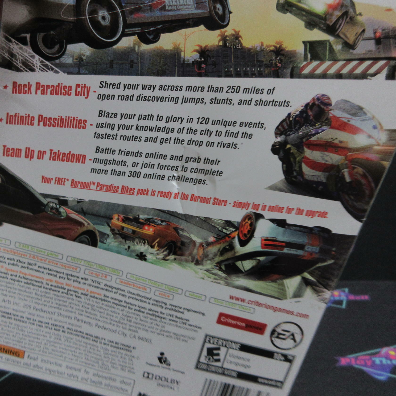 Burnout Paradise Xbox 360 Platinum Hits - AD Complete CIB - Very Good
