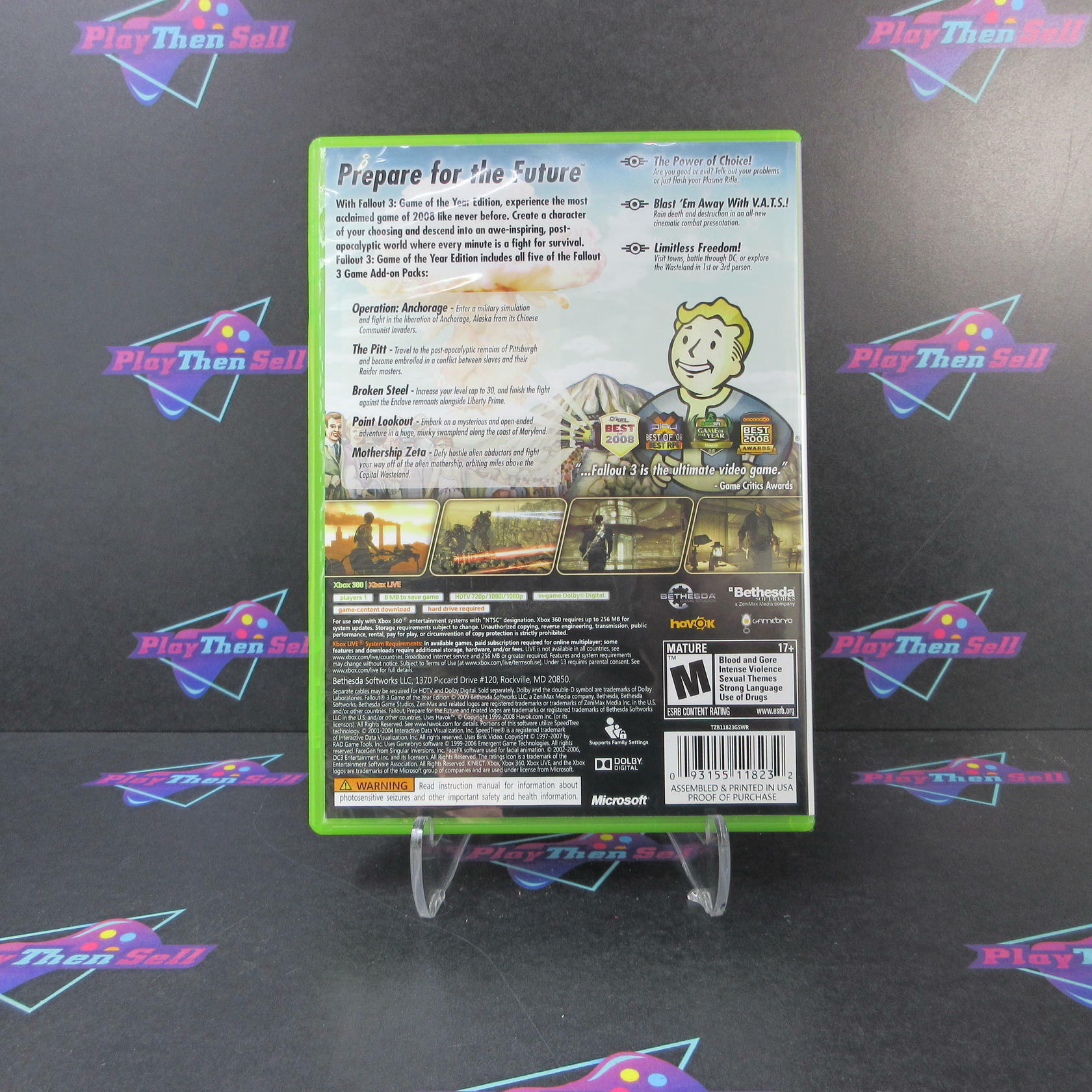 Fallout 3 GOTY GameStop Edition Xbox 360 PH + Poster Complete - Excellent