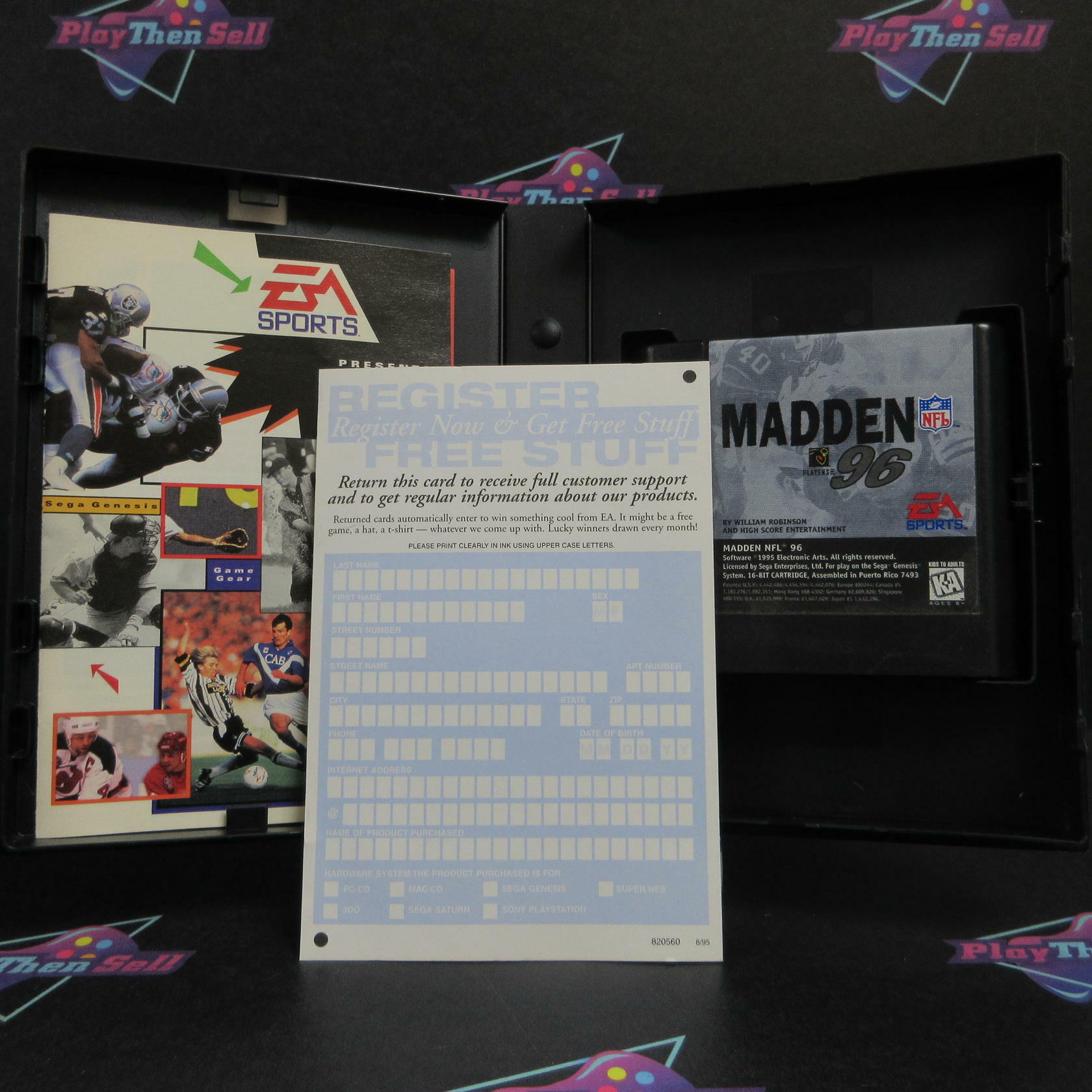 Madden 96 Football Sega Genesis + Reg Card / Poster Complete - Excellent