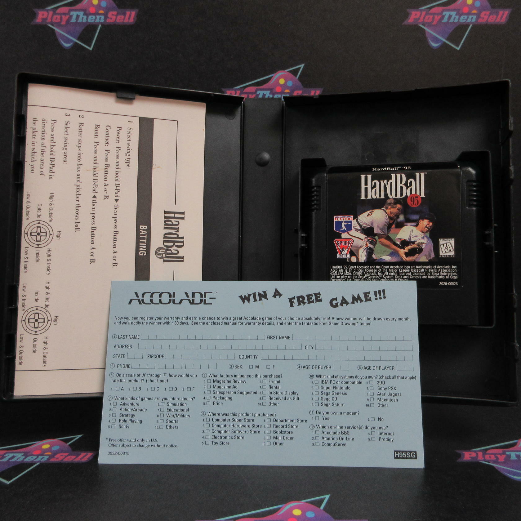 Hardball '95 Sega Genesis + Reg Card Complete - Excellent