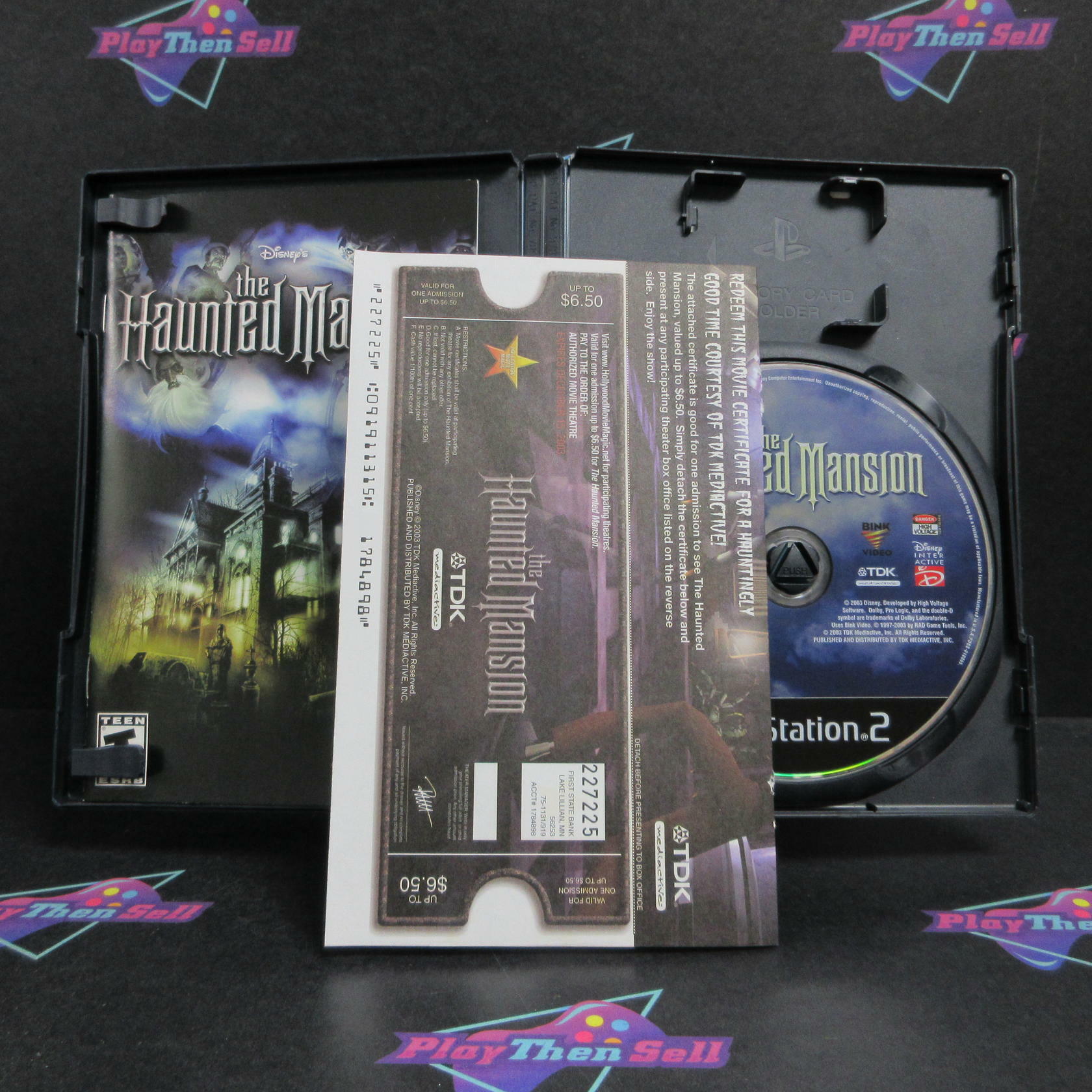 The Haunted Mansion PS2 PlayStation 2 AD + Movie Ticket Complete CIB - Very Good