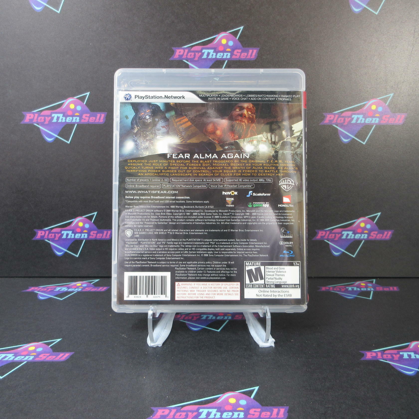 F.E.A.R. 2 Project Origin PS3 PlayStation 3 AD/MD Complete CIB - Very Good