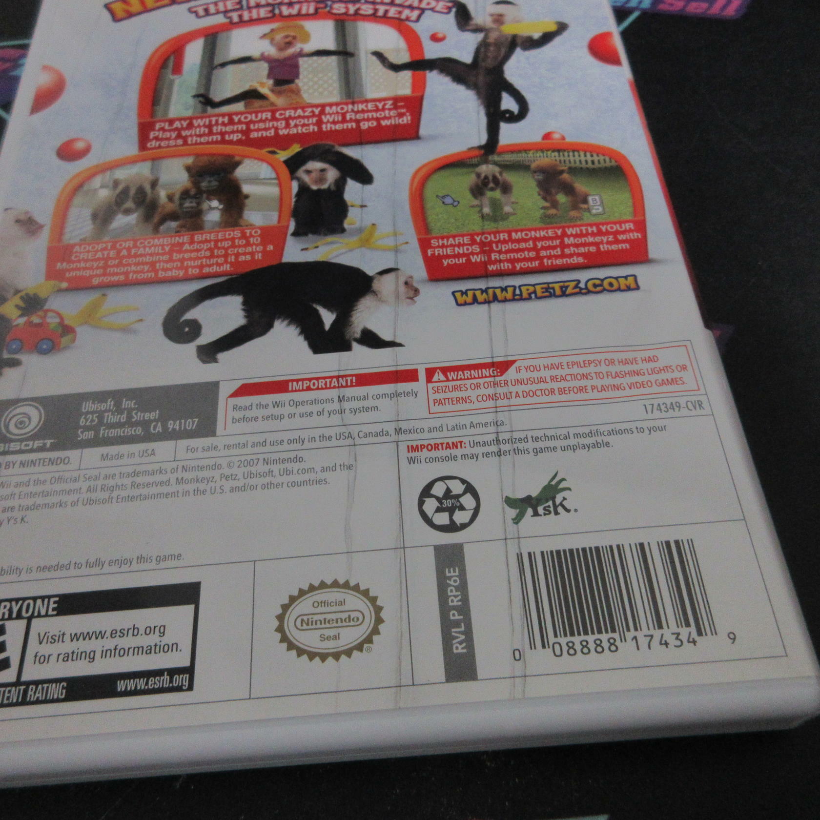 Petz Crazy Monkeyz Nintendo Wii AD Complete CIB - Very Good